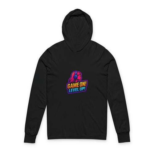 "Game On! Level Up!" Long-Sleeve Hooded Tee