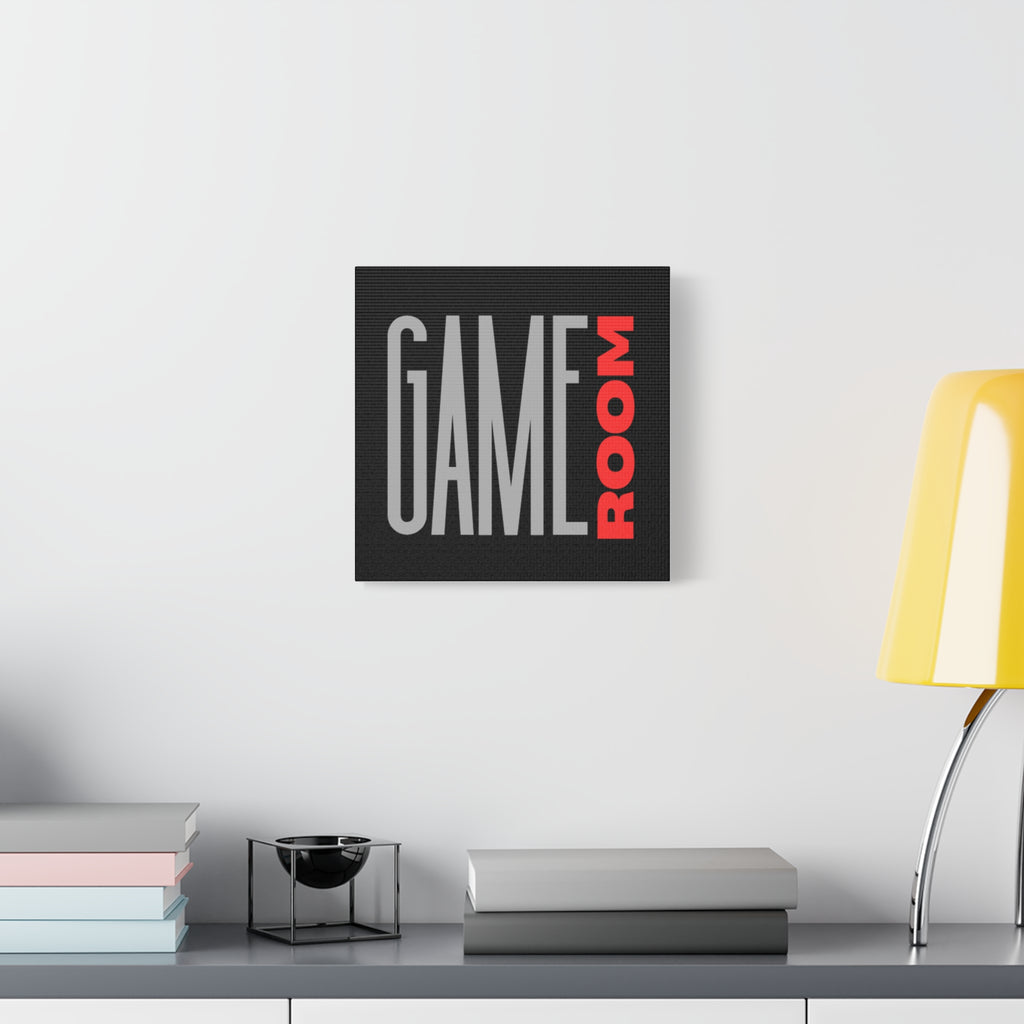 Game Room Canvas Wall Art — Modern Typography 'GAME ROOM' Print for Gamers & Entertainment Spaces