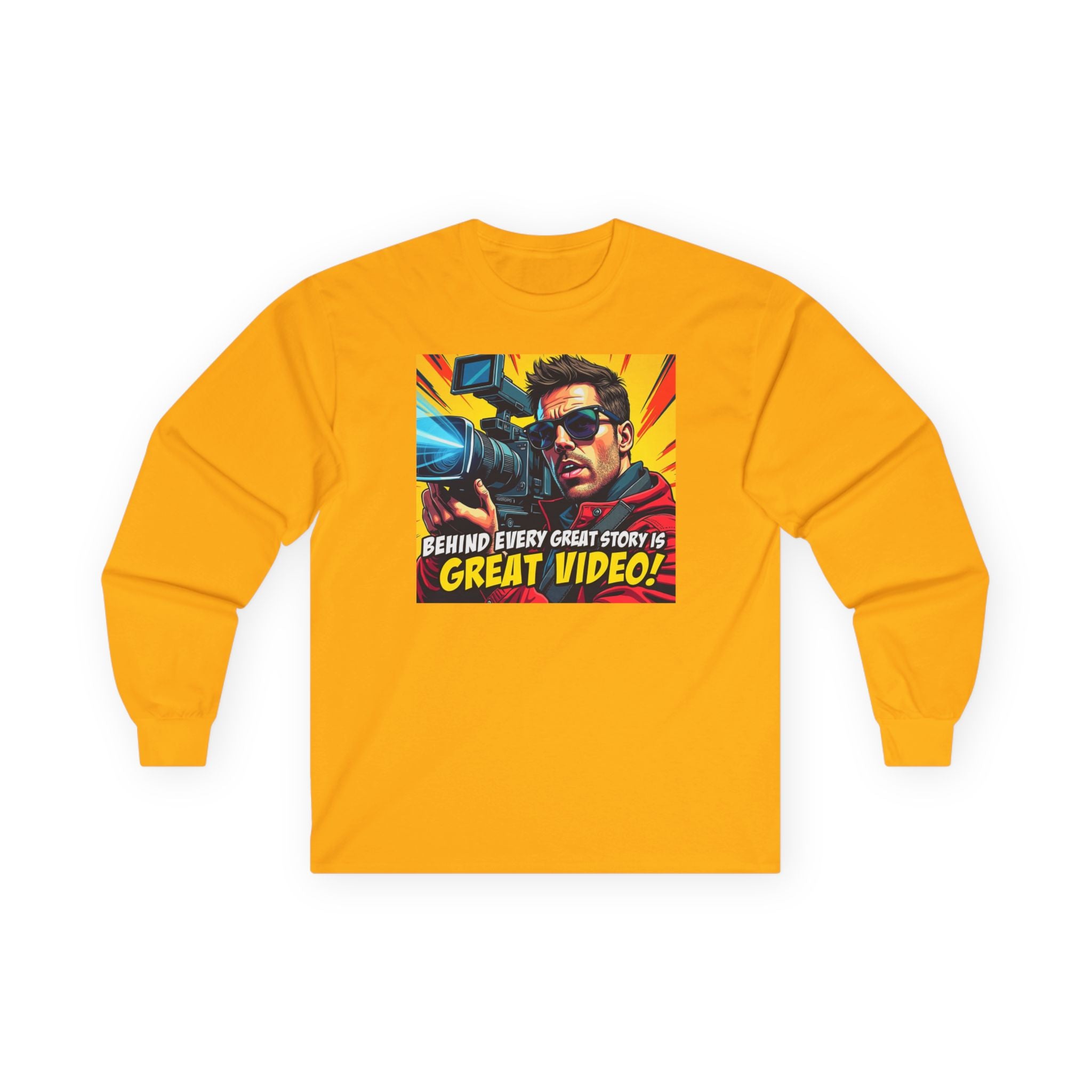 TV News Videographers: Behind Every Great Story is Great Video Long Sleeve Tee, Unisex Cotton Tee, Graphic Tee, Casual Wear, Gift for Videographers, Movie Lovers