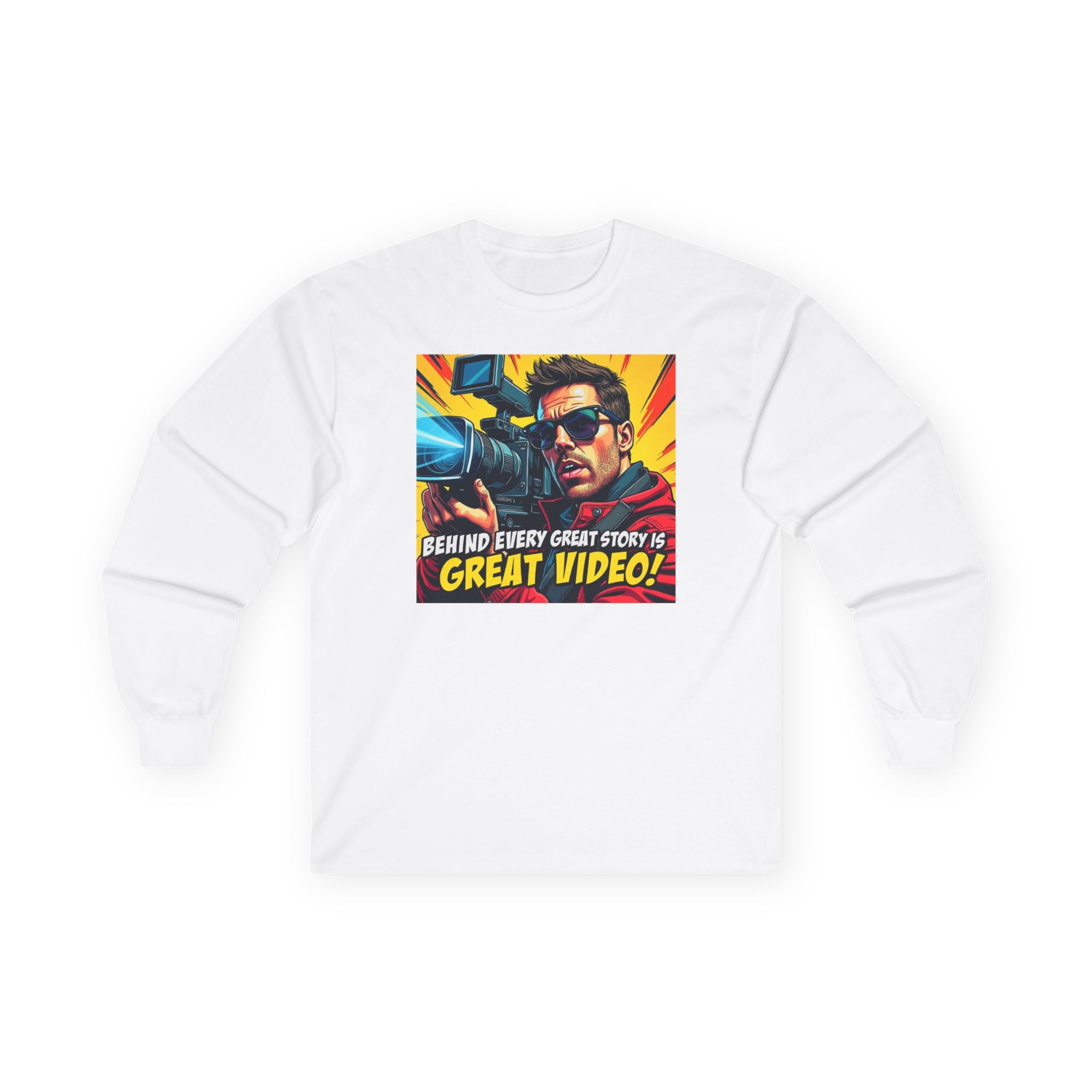 TV News Videographers: Behind Every Great Story is Great Video Long Sleeve Tee, Unisex Cotton Tee, Graphic Tee, Casual Wear, Gift for Videographers, Movie Lovers