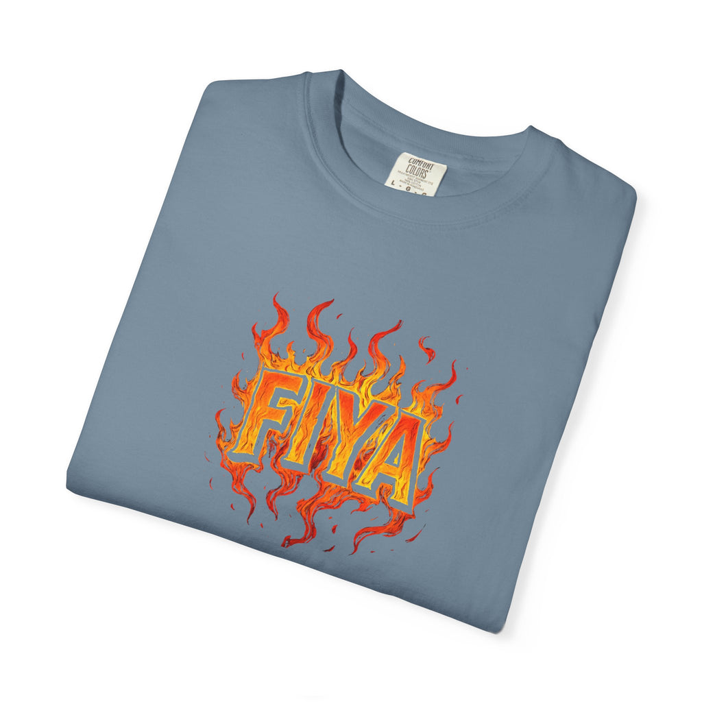 FIYA Flame Graphic T‑Shirt — Retro Fire Lettering Tee (Original Art)