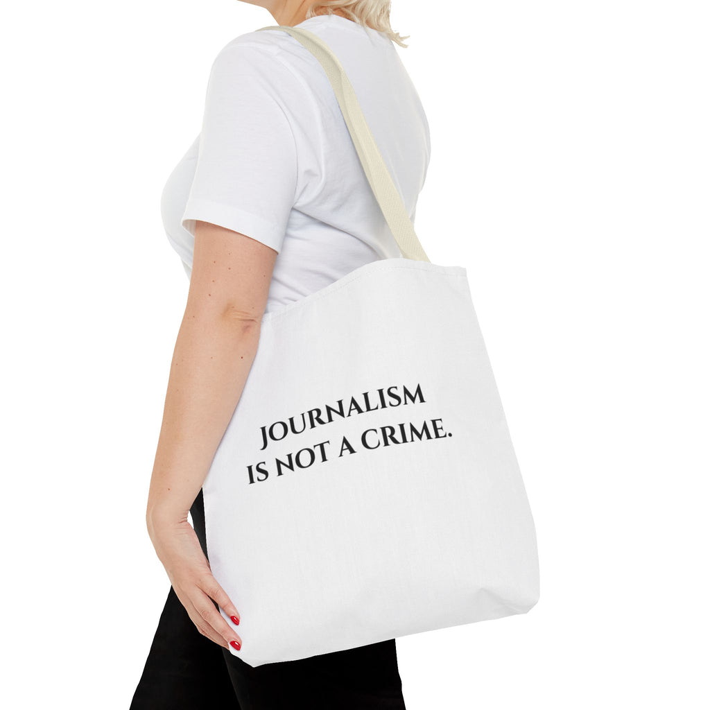 Journalism Is Not a Crime Tote Bag — Protest Statement Canvas Tote