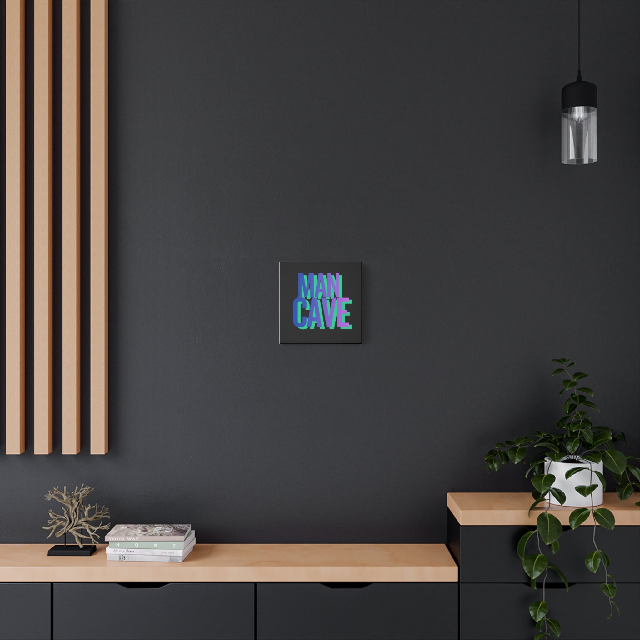 Man Cave Canvas Wall Art — Bold Neon 3D Typography Decor