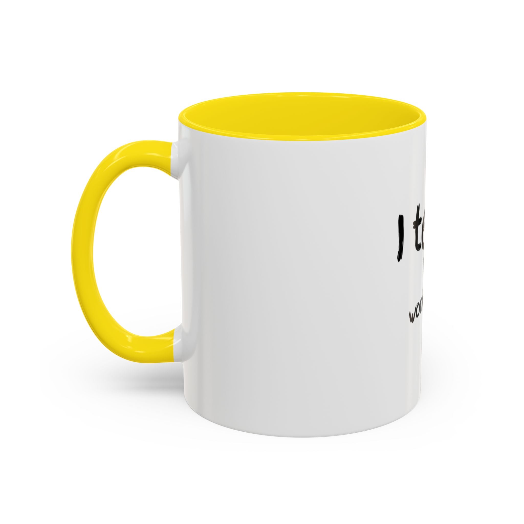 Teacher Coffee Mug — "I teach. It's a work of heart." Accent Black-Trim Mug (11/15oz)