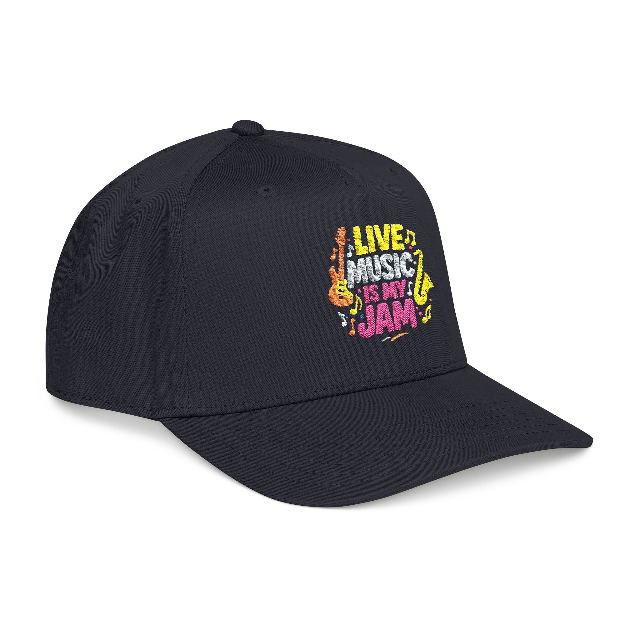 Live Music Is My Jam Baseball Cap — Colorful Retro Music Graphic Dad Hat