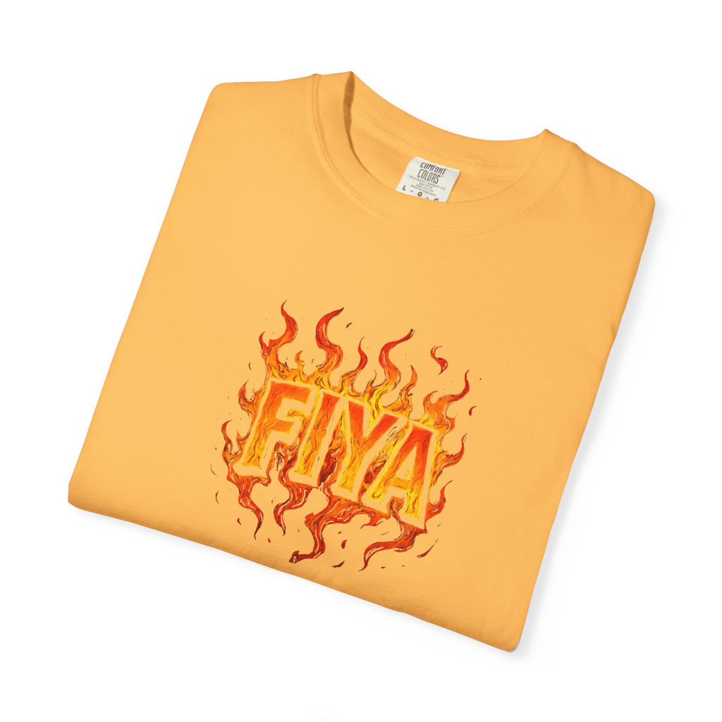 FIYA Flame Graphic T‑Shirt — Retro Fire Lettering Tee (Original Art)