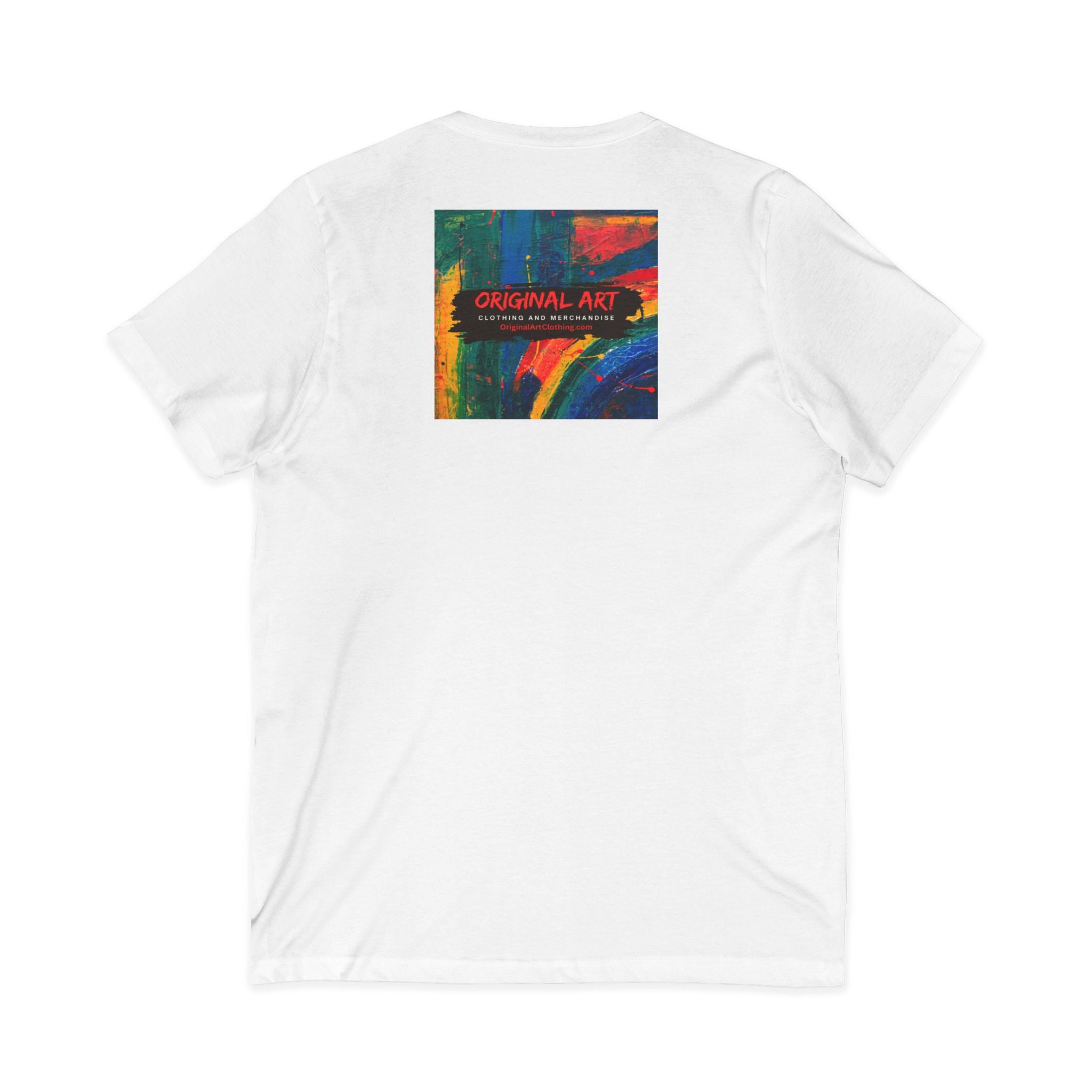 "Fancy" Colorblock V-Neck Tee — 'Fancy' Front Logo & Abstract 'Original Art' Back Print