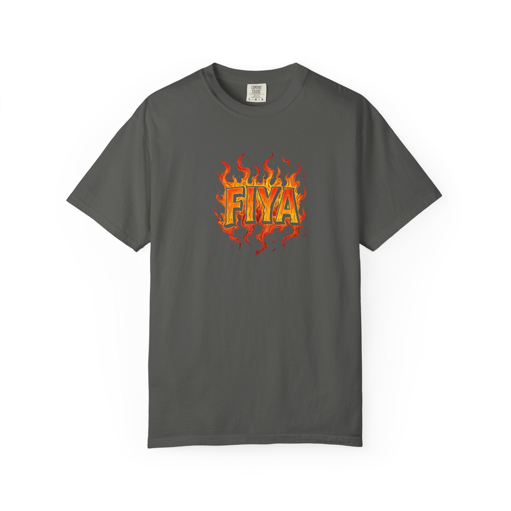 FIYA Flame Graphic T‑Shirt — Retro Fire Lettering Tee (Original Art)