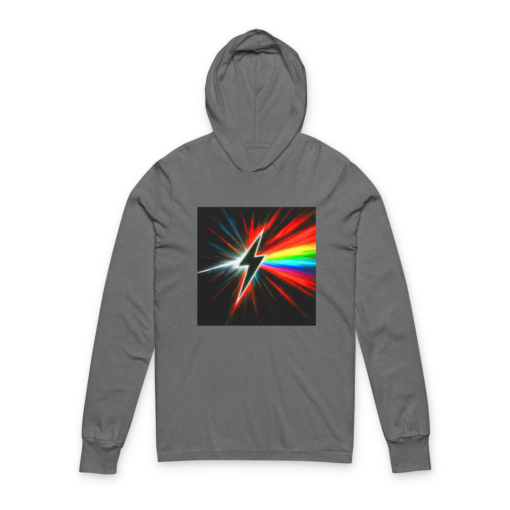 Lightning Prism Hoodie Tee — Retro Rainbow Bolt Graphic Long-Sleeve