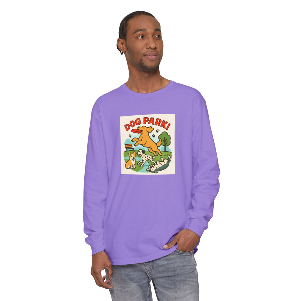 Dog Park Unisex Garment-dyed Long Sleeve T-Shirt