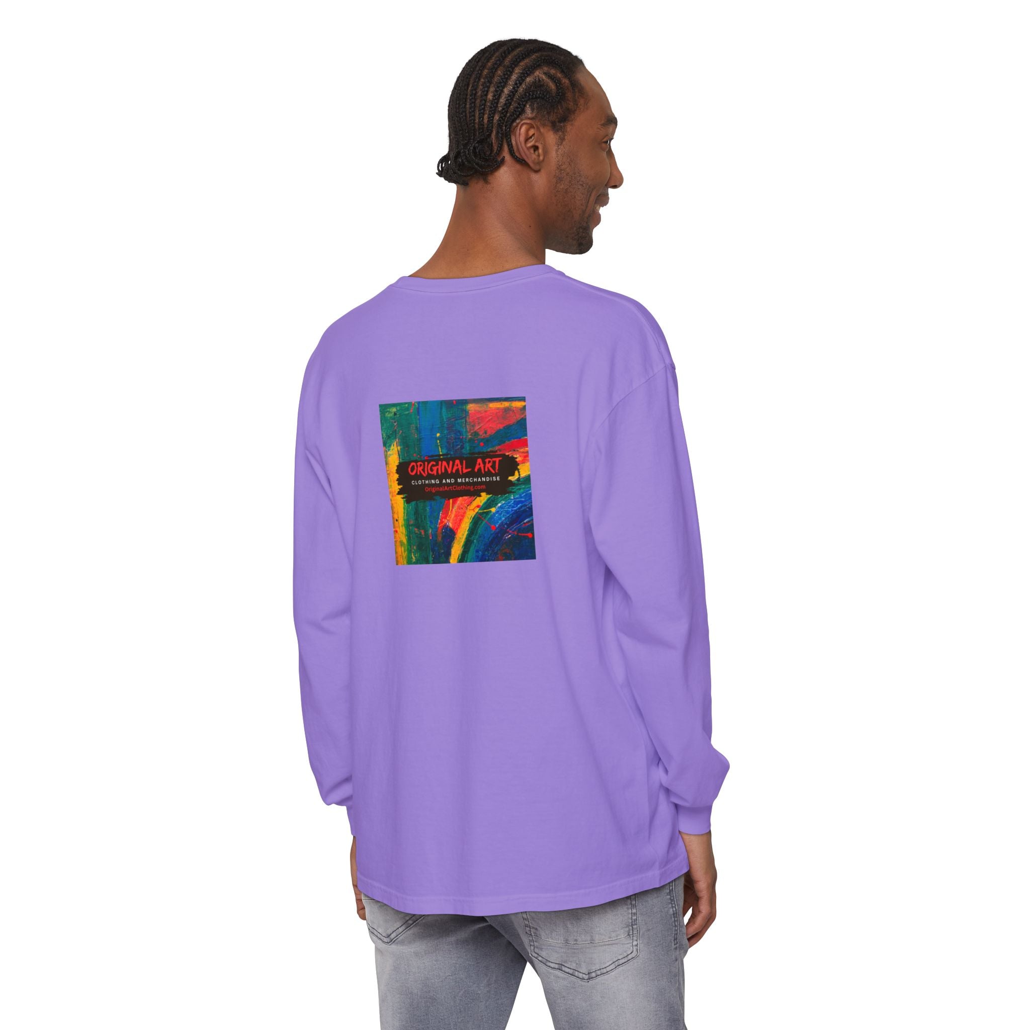 I Teach. Kids First. Long Sleeve Teacher T-Shirt — Colorful 'Original Art' Back Print