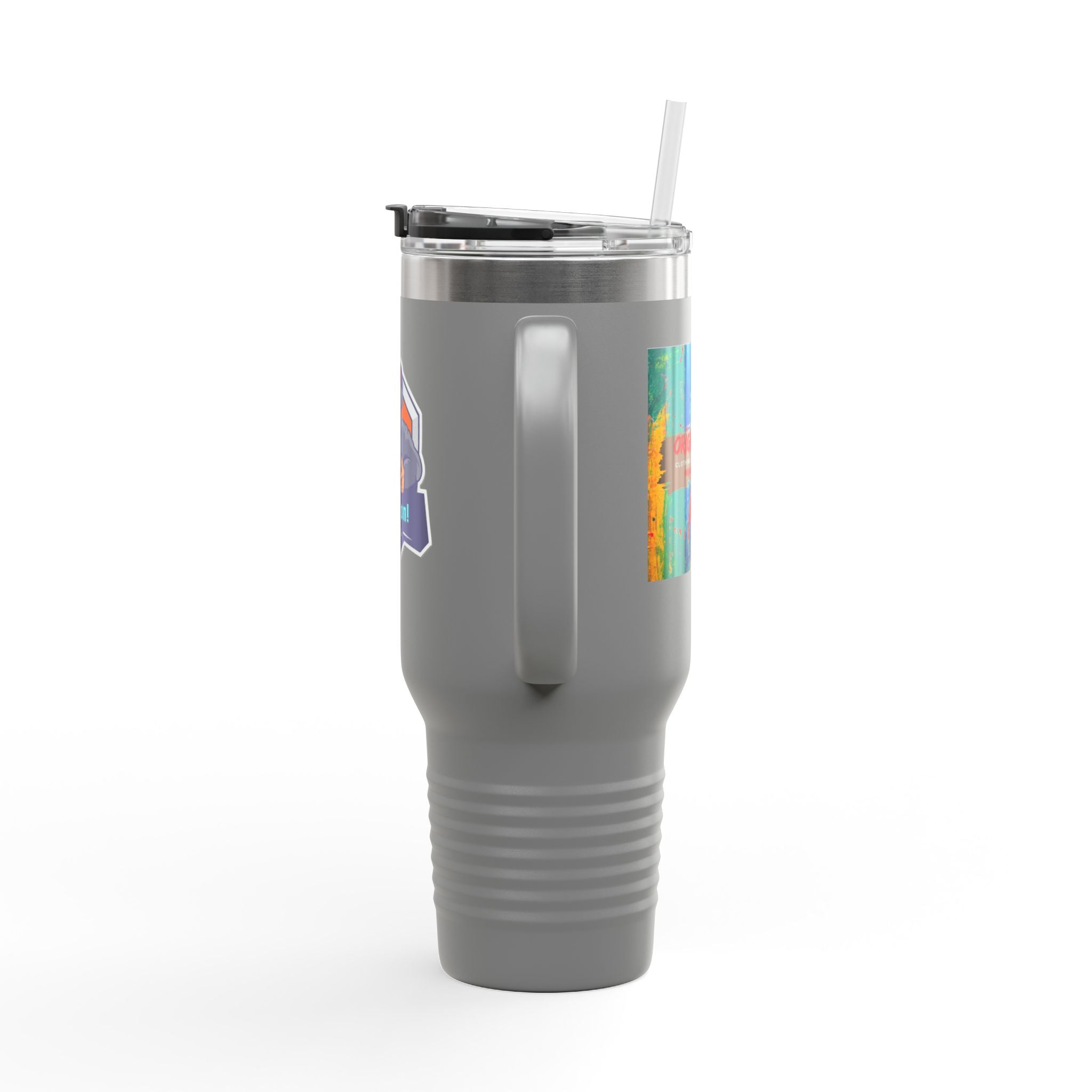 40oz Insulated Travel Mug — Gamer "Game On" Graphic, Thermal Tumbler for Gamers & Streamers