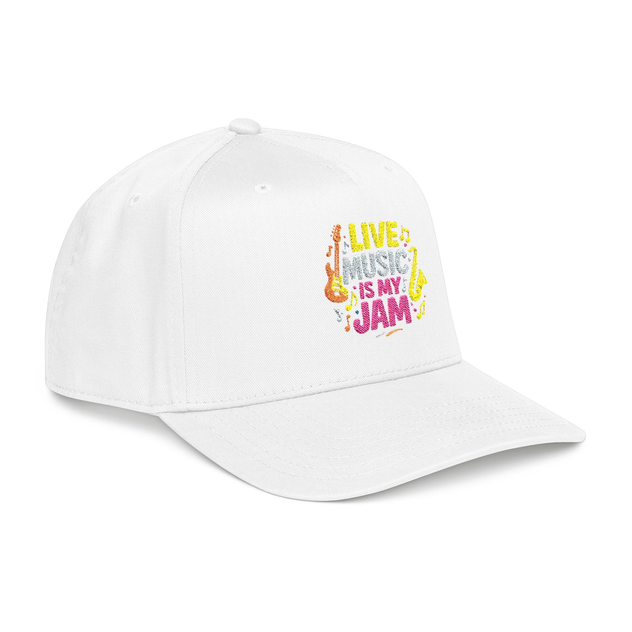 Live Music Is My Jam Baseball Cap — Colorful Retro Music Graphic Dad Hat