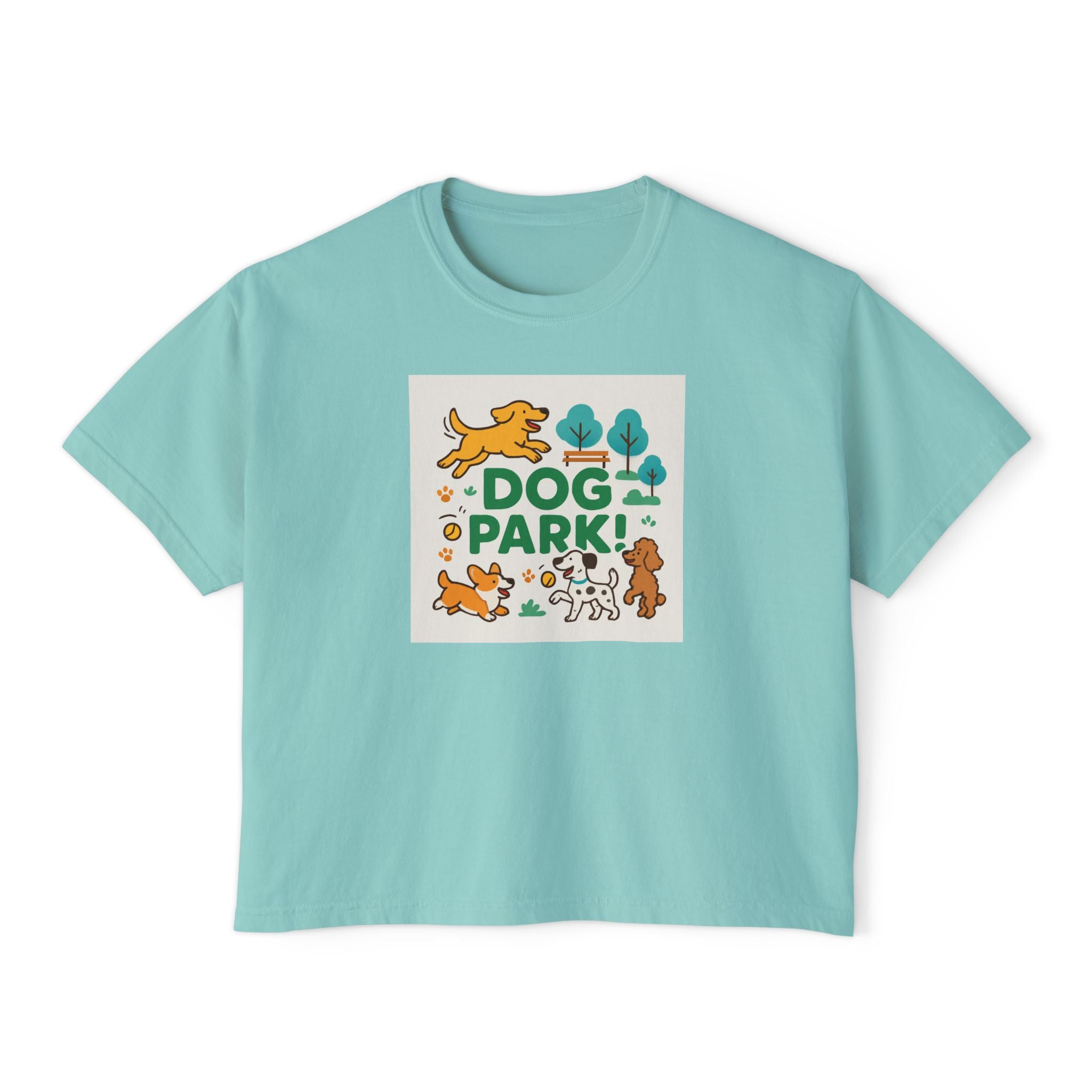 Dog Park Women's Boxy Tee, Cute Pet Lover Shirt, Casual Tee for Dog Owners, Gift for Dog Lovers, Fun T-Shirt for Pet Days
