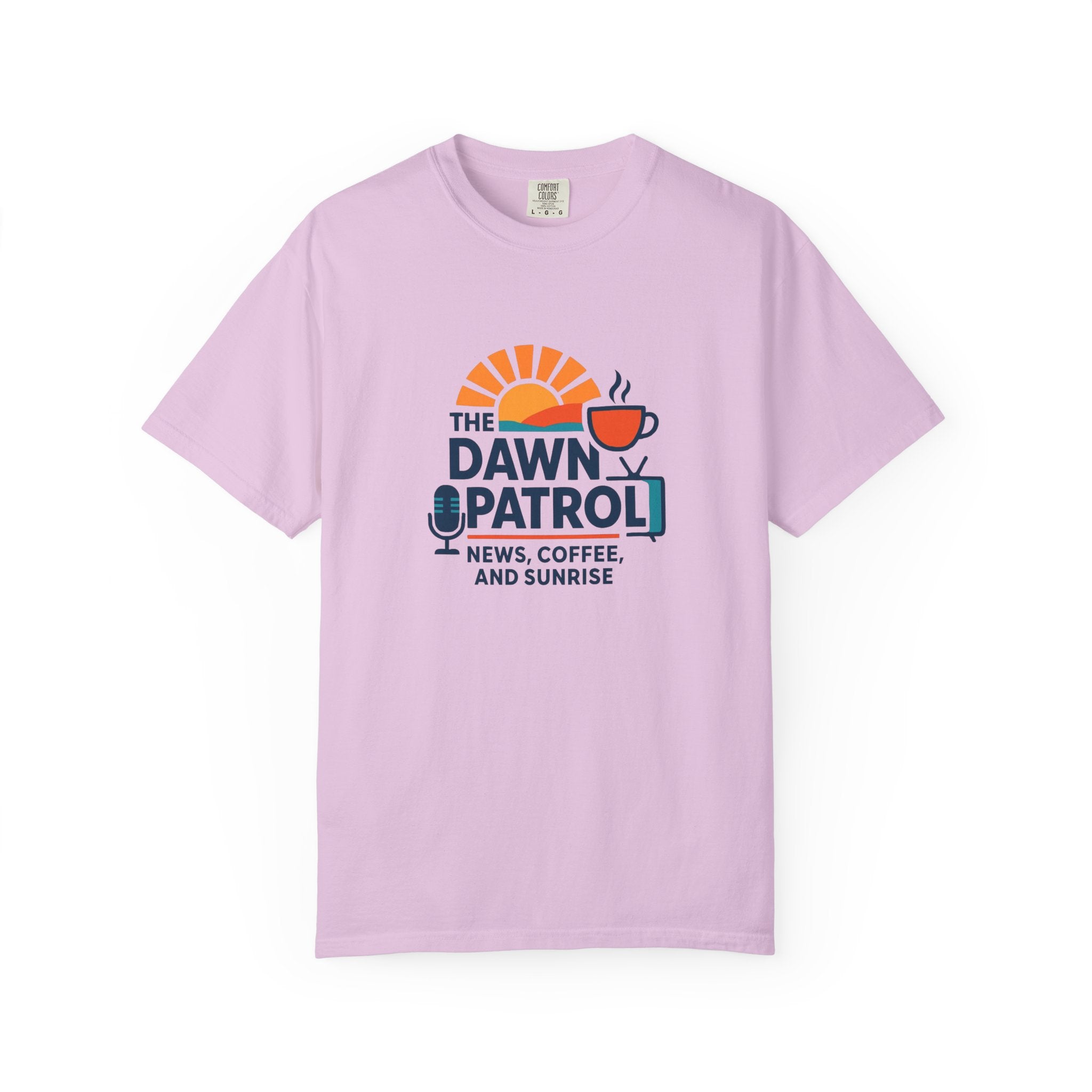 Dawn Patrol T-Shirt — "News, Coffee, and Sunrise" Morning Radio Tee