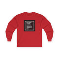 Long Sleeve Tee — "Deep Thought: I’m Sorry I Called You a Pompous Jerk" Minimal Square Graphic