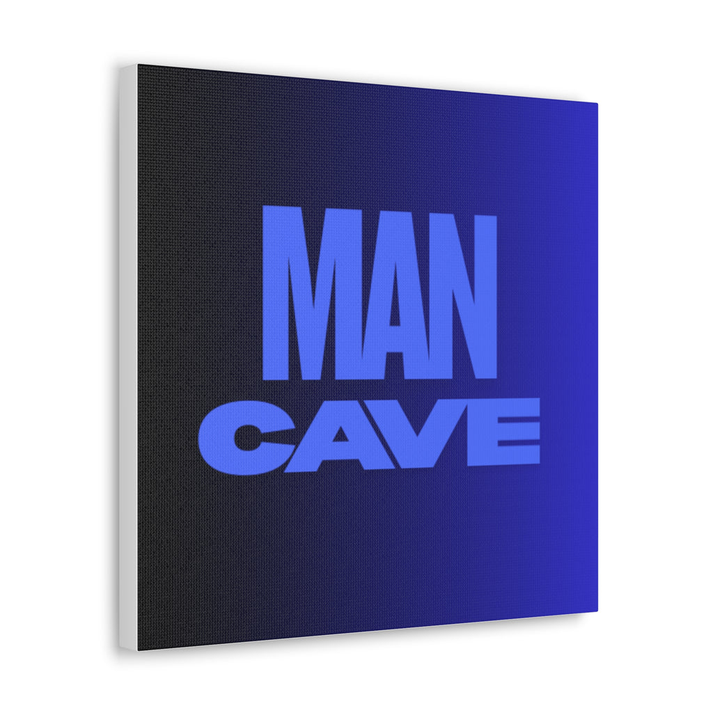 Man Cave Canvas Wall Art — Bold Blue Typography Home Decor