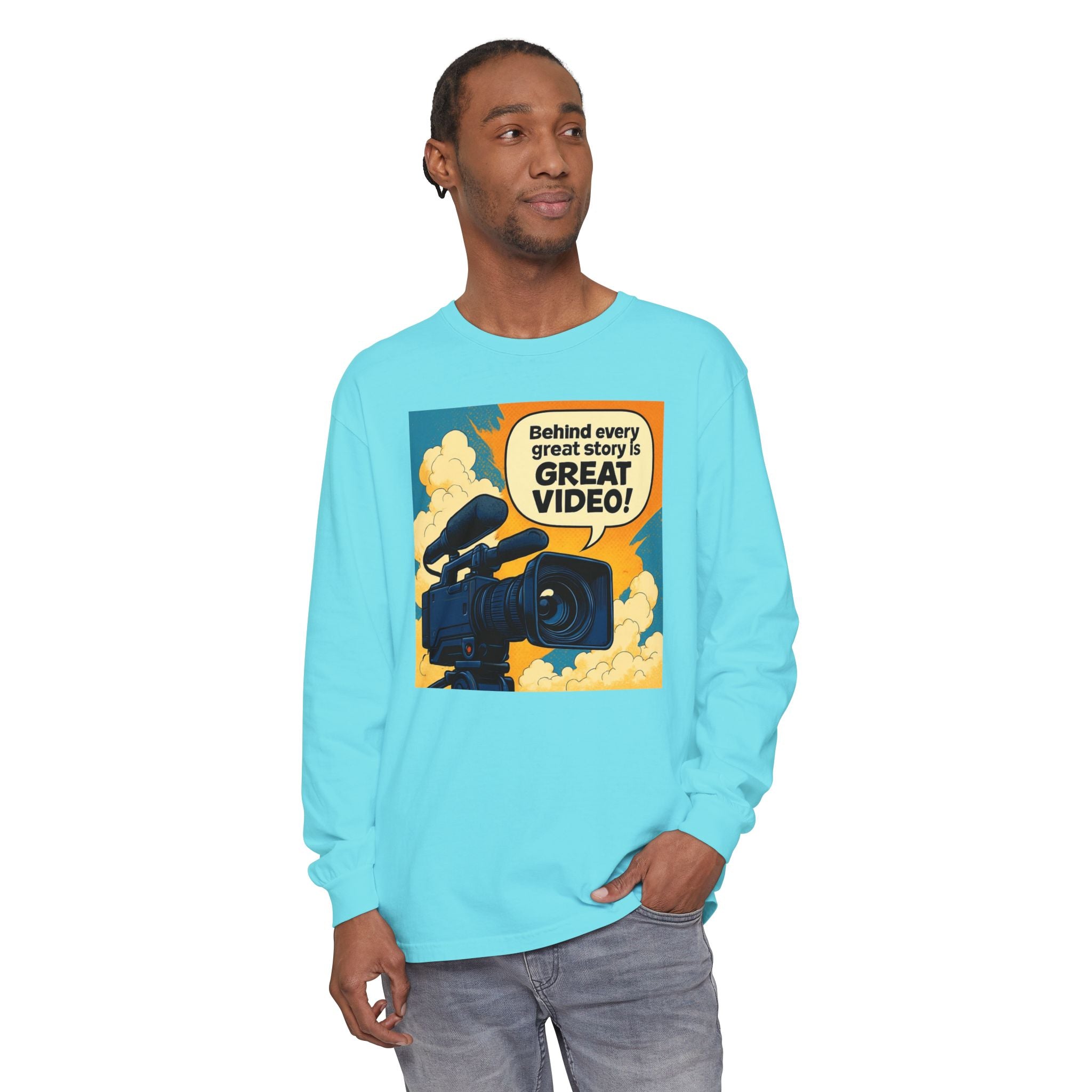 TV News Videographer  Long Sleeve T-Shirt, Great Video Gift, Media Production Apparel, Perfect for Filmmakers, Storyteller Style