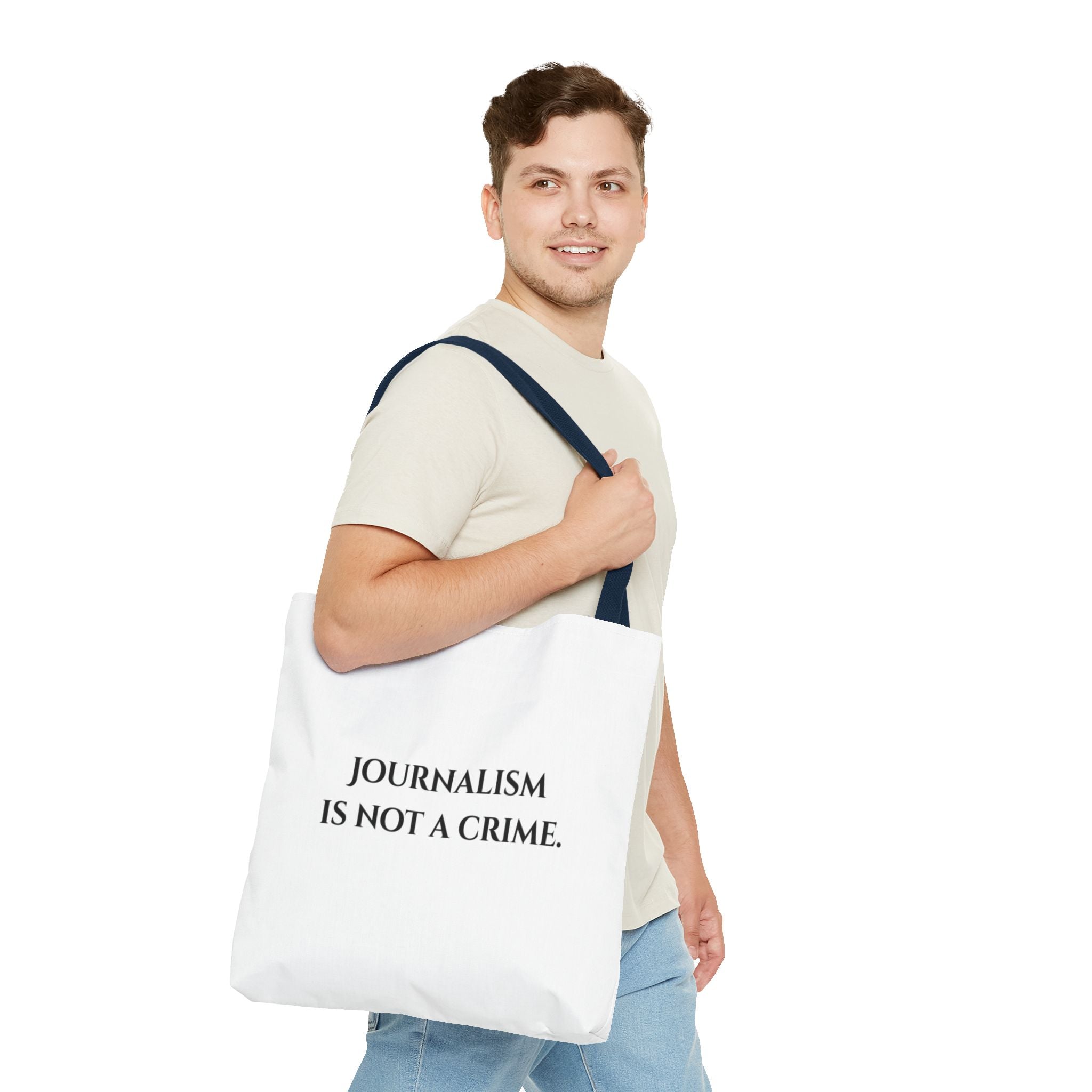Journalism Is Not a Crime Tote Bag — Protest Statement Canvas Tote