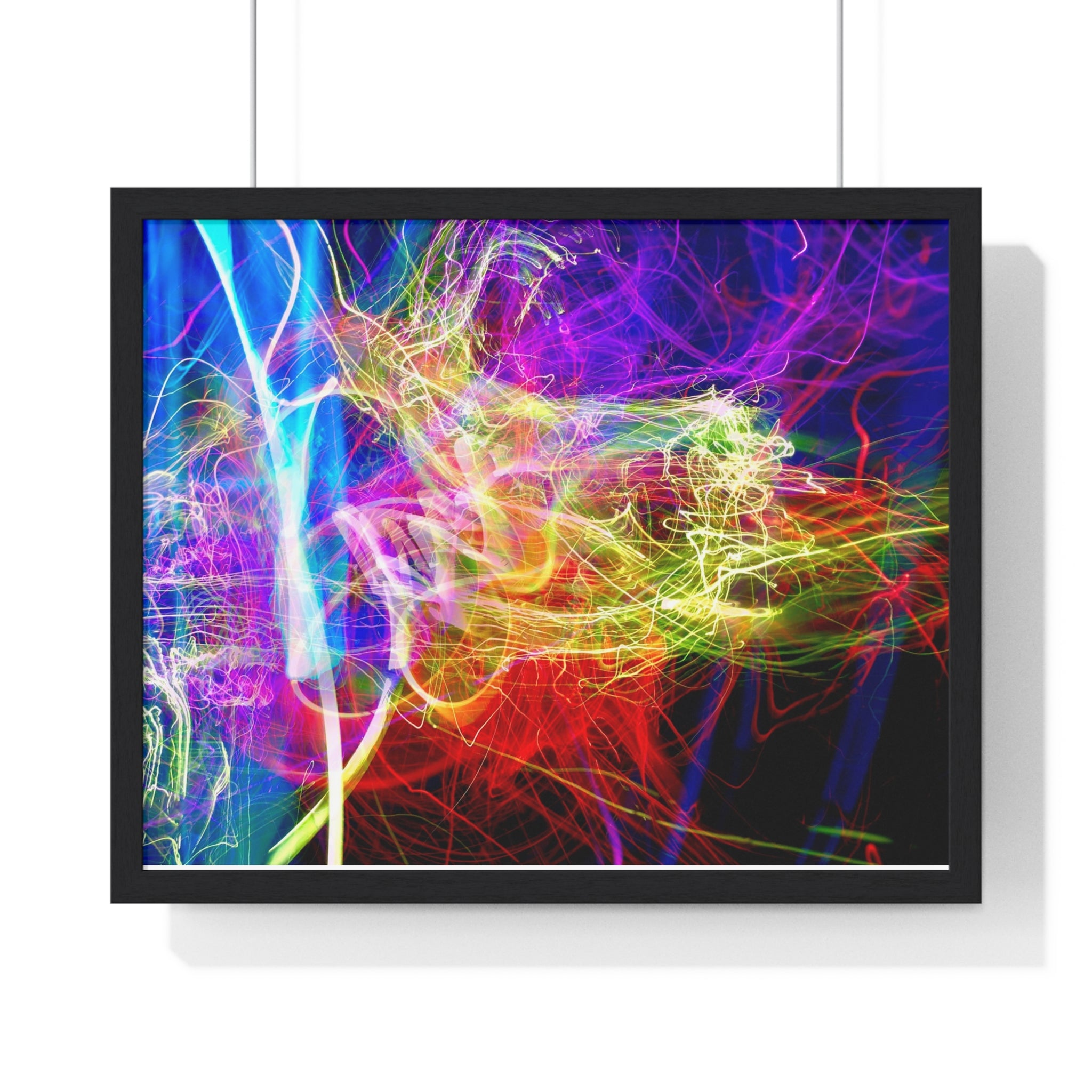 Abstract Light Painting Photography Framed Poster — Vibrant Colorful Wall Art