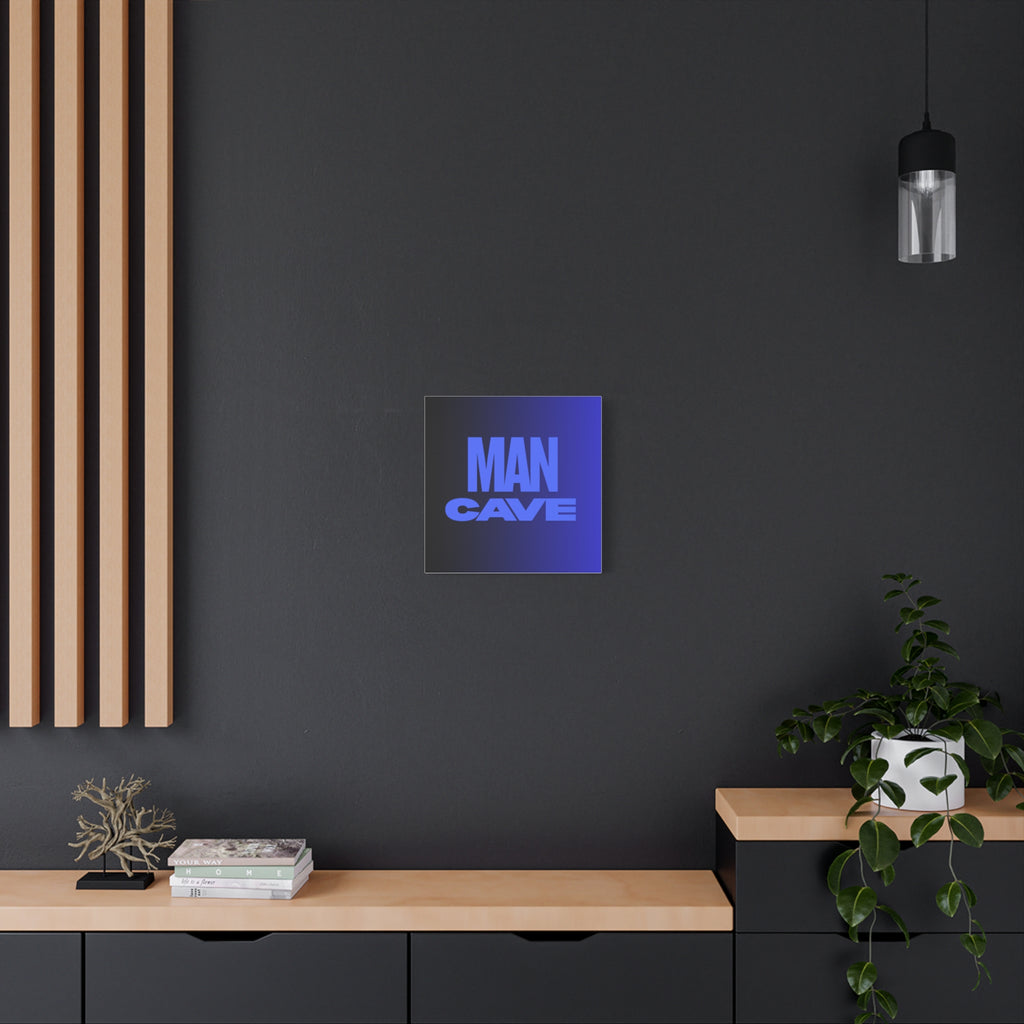 Man Cave Canvas Wall Art — Bold Blue Typography Home Decor