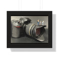 Framed Photo Art — Camera with Miniature Figures (Horizontal Poster)