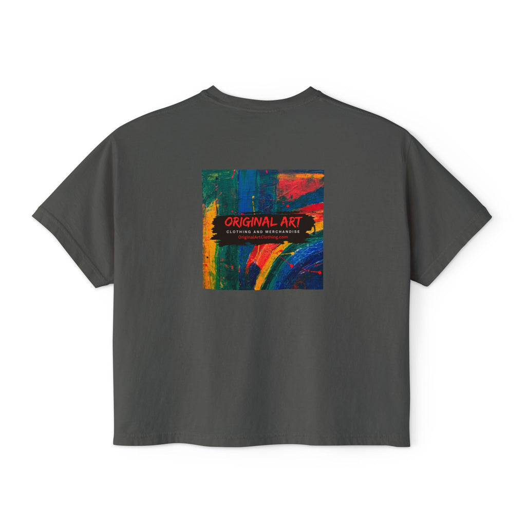 Fancy Rainbow Boxy Tee — Colorful 'Fancy' Graphic Women's Shirt