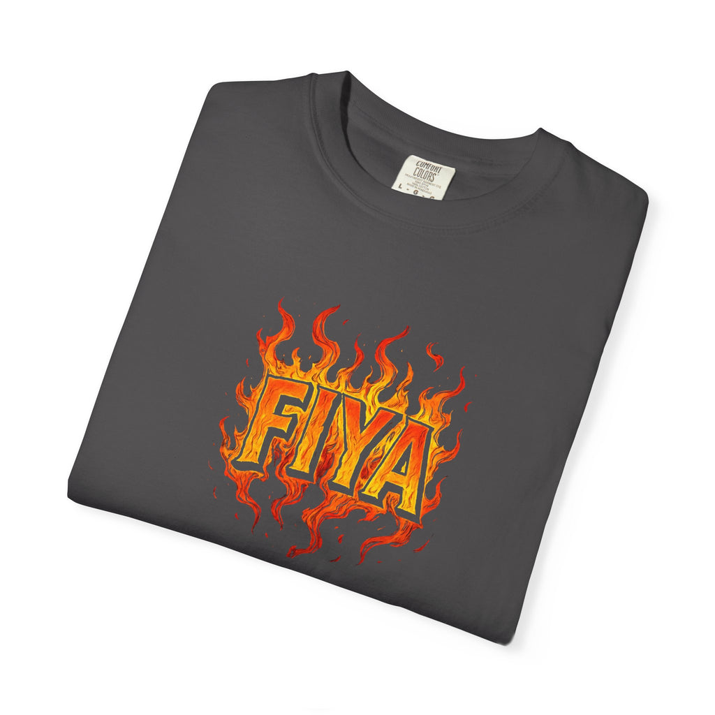 FIYA Flame Graphic T‑Shirt — Retro Fire Lettering Tee (Original Art)