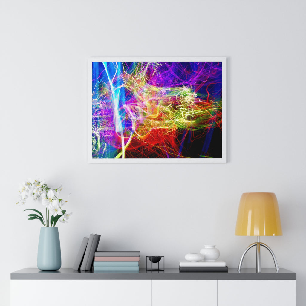 Abstract Light Painting Photography Framed Poster — Vibrant Colorful Wall Art