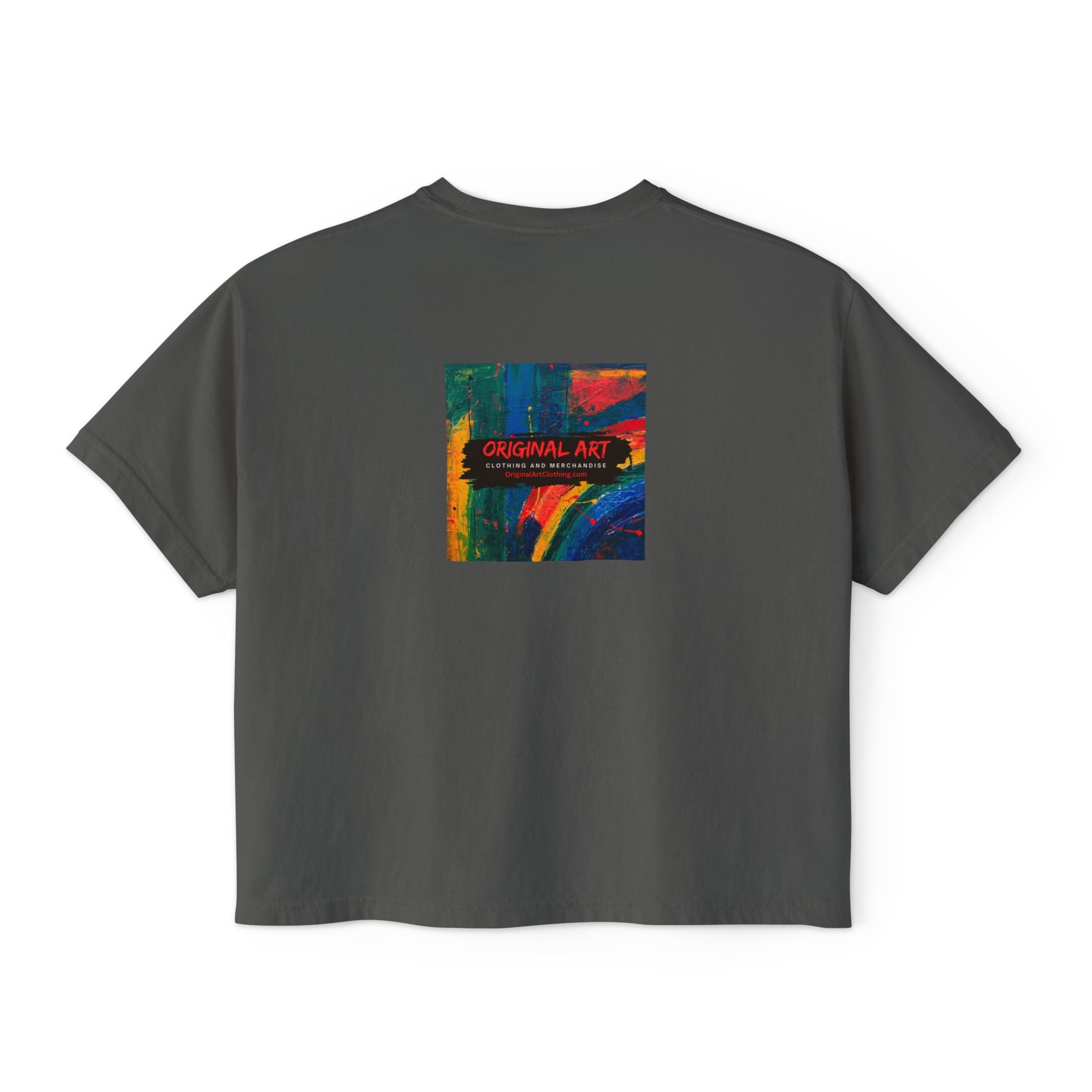 "TV News Producers Spiral INTO Control"... Women's Boxy Tee, Trendy Graphic Shirt, Casual Wear, Gift for TV Lovers, Summer Top, Artsy Tee