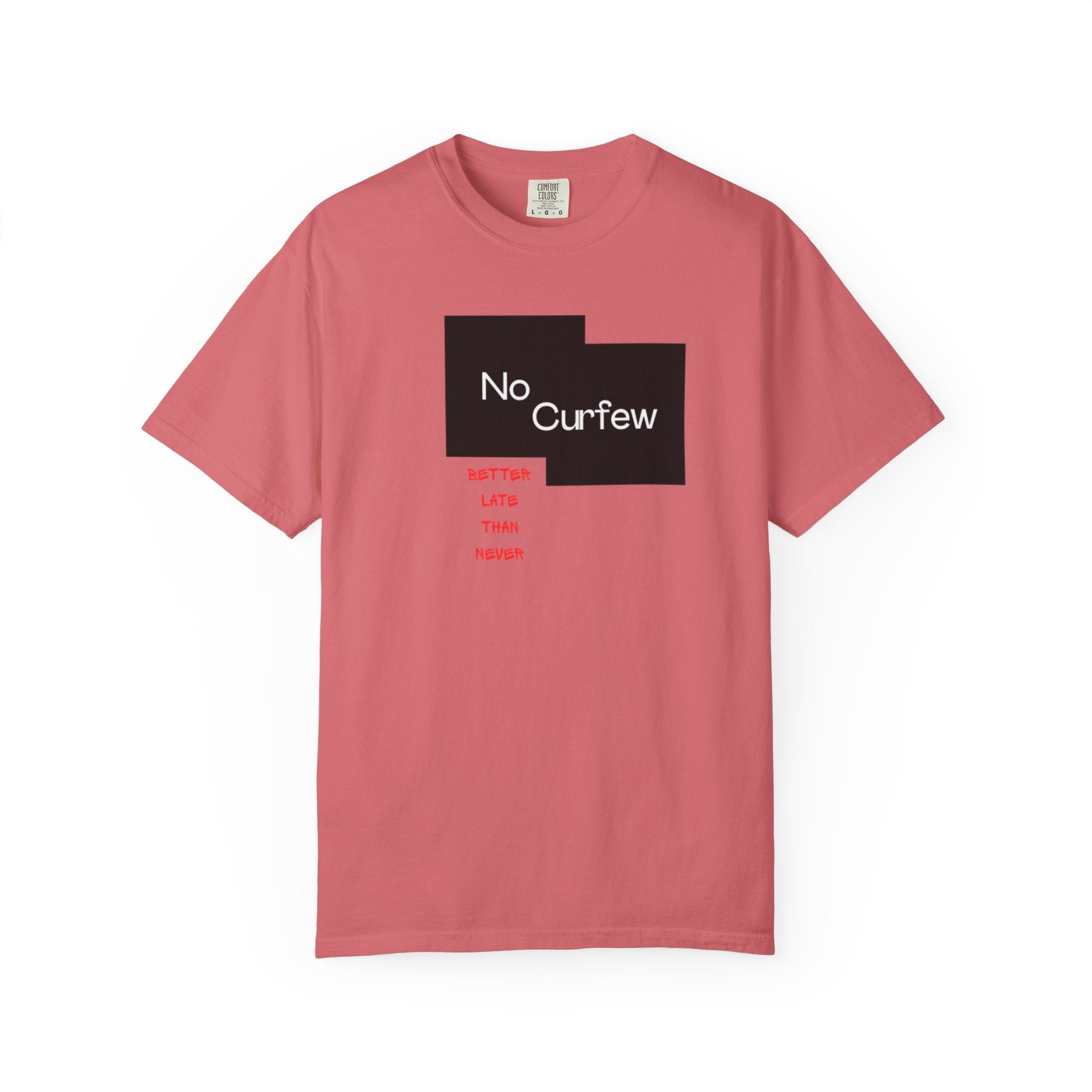 No Curfew Unisex Garment-Dyed T-shirt | Ideal for Teens, Casual Wear, Gifts, Parties, Summer Events