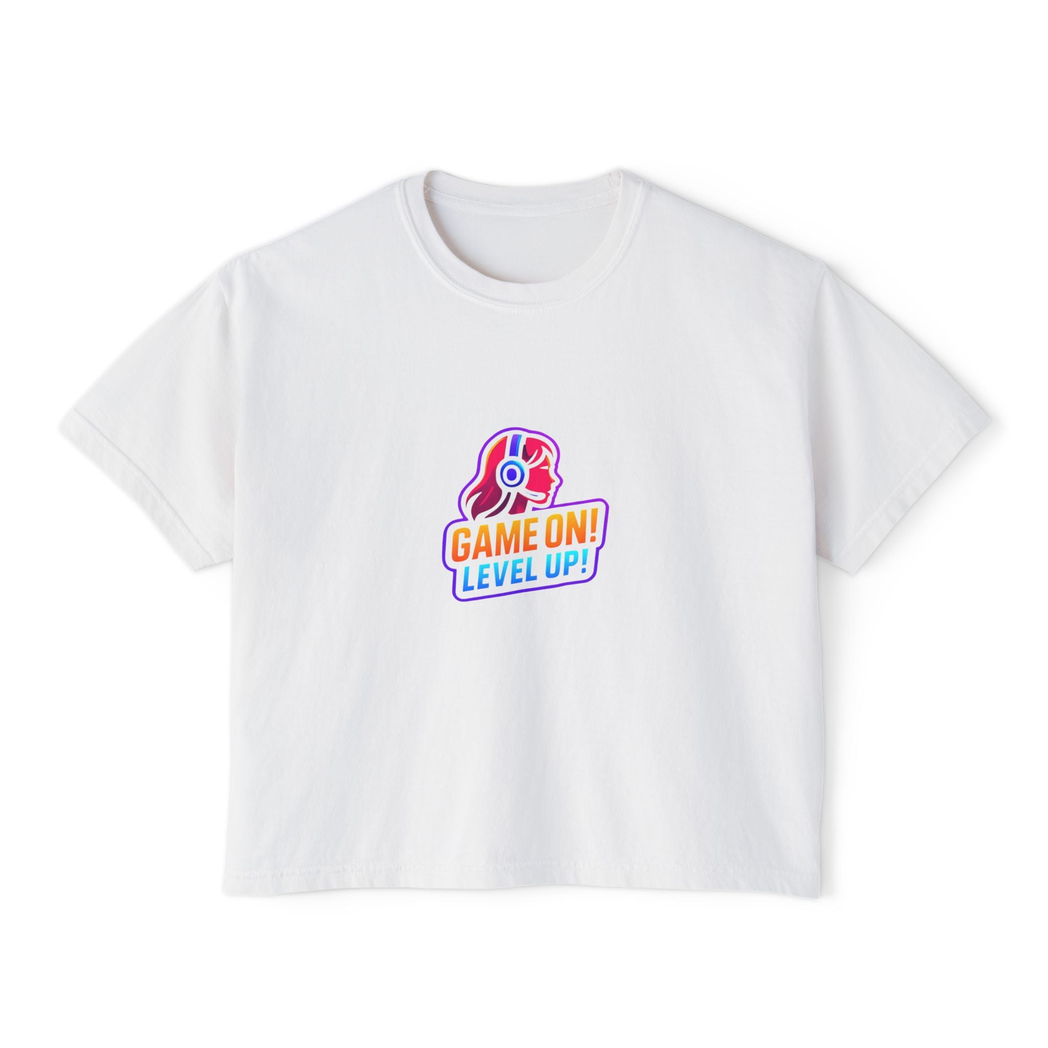 Game On! Level Up Women's Boxy Gaming Graphic Shirt