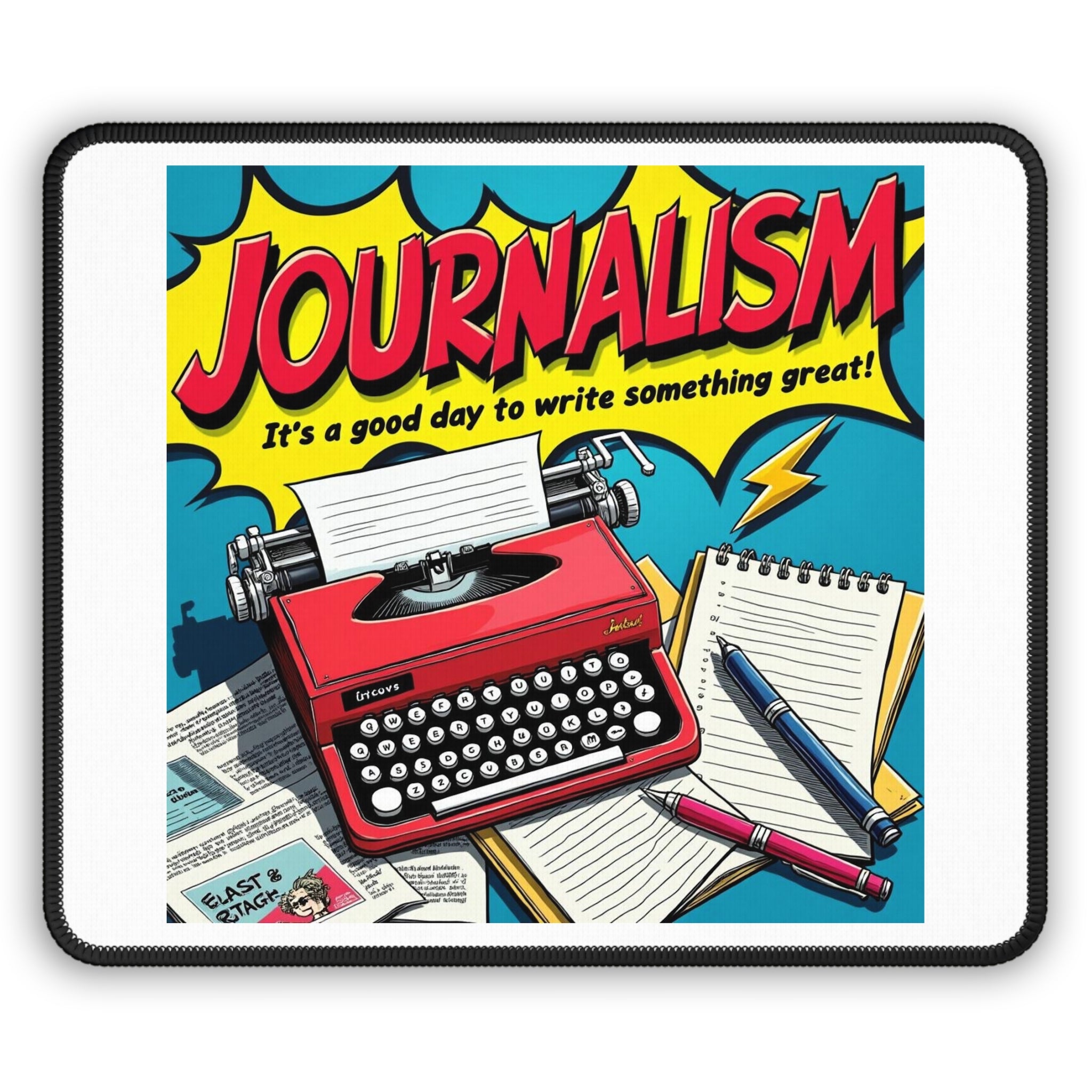 Colorful Journalism Mouse Pad, Desk Decor Gift for Writers, Typewriter Design, Quirky Office Accessory, Fun Gamer Gift