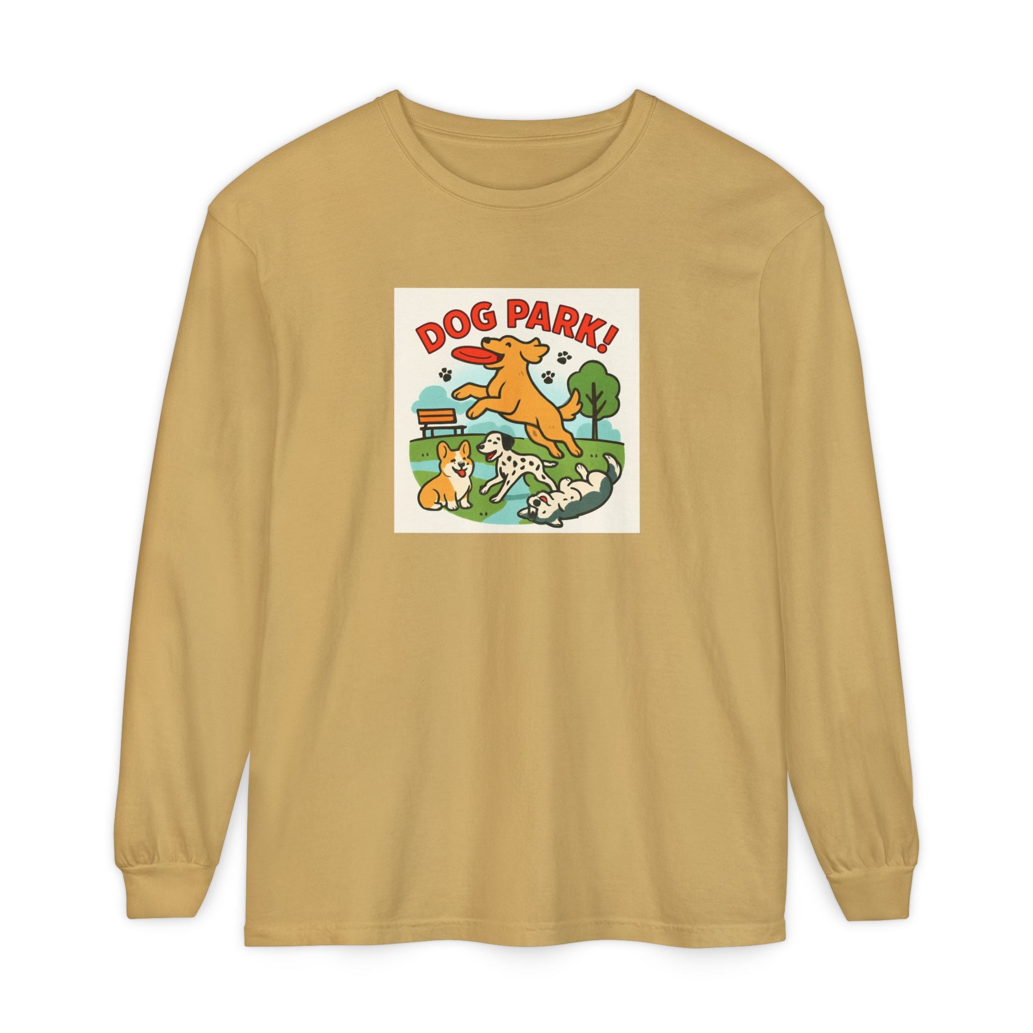 Dog Park Unisex Garment-dyed Long Sleeve T-Shirt