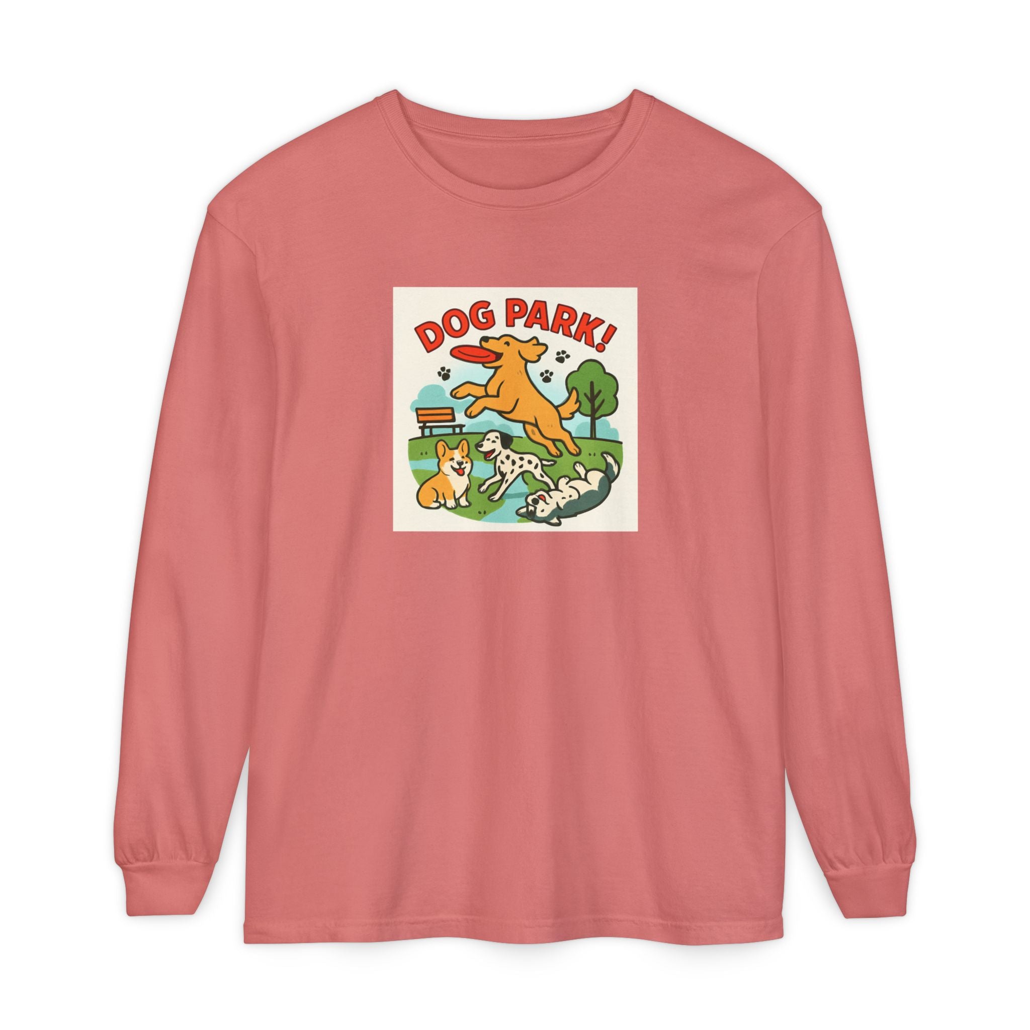 Dog Park Unisex Garment-dyed Long Sleeve T-Shirt