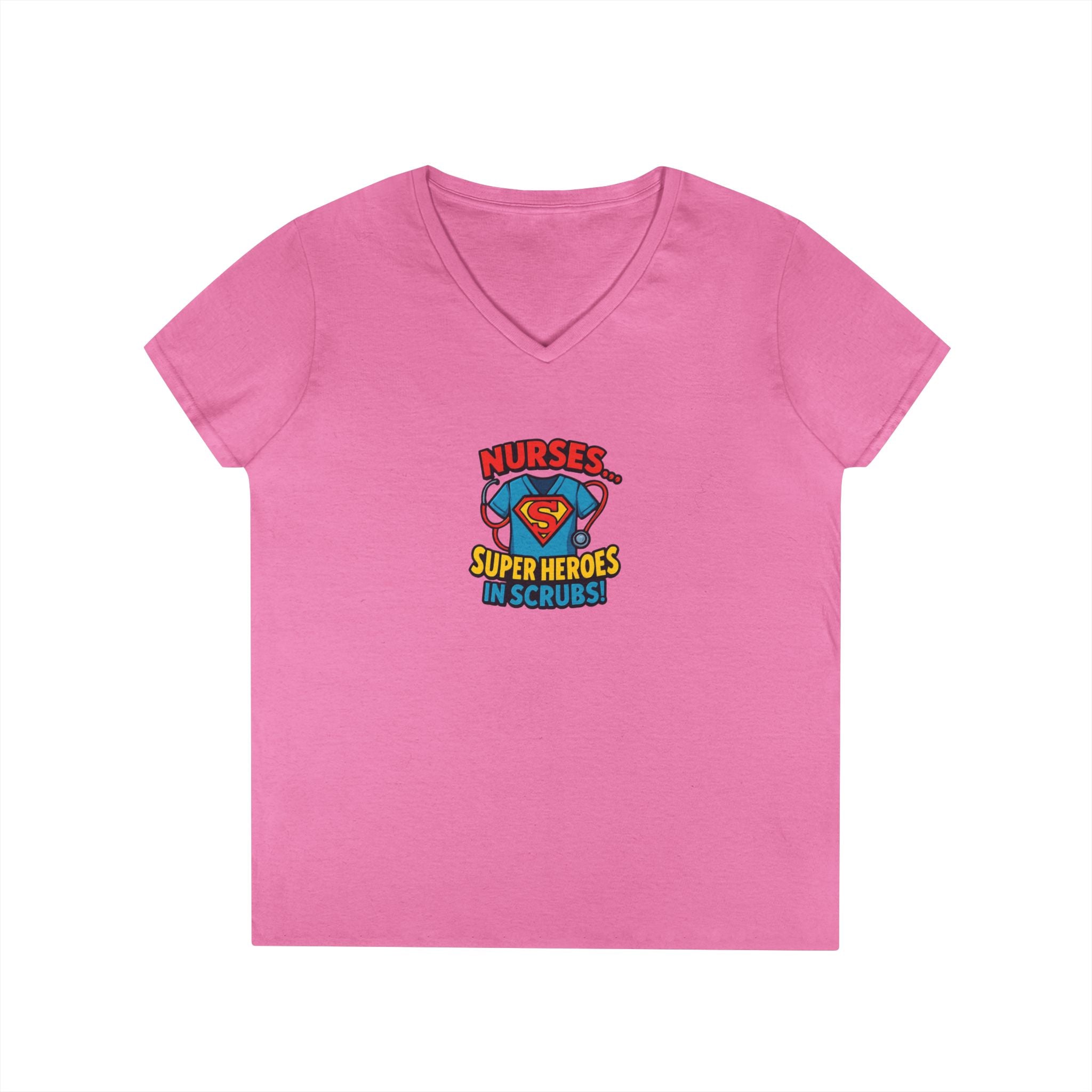 Nurse Superhero V‑Neck Tee — "Nurses Super Heroes in Scrubs"