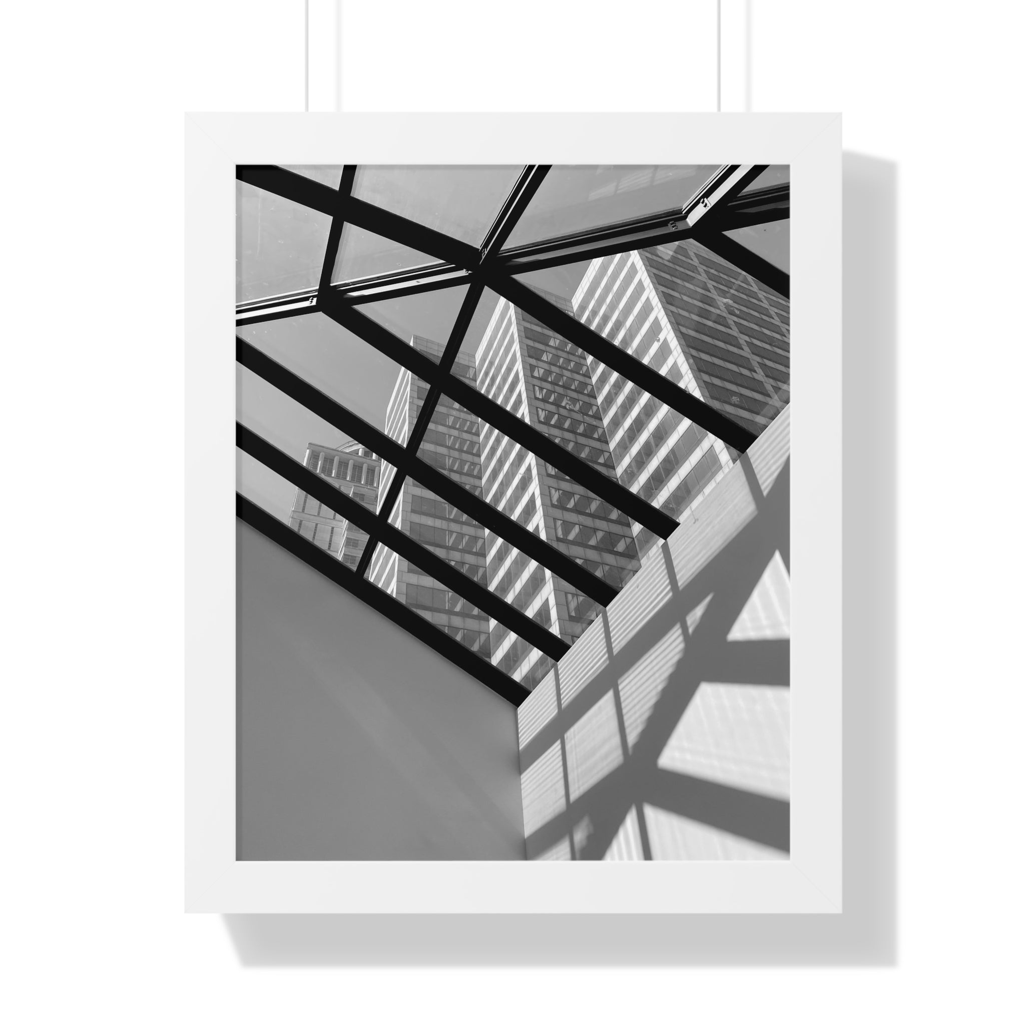Monochrome Architectural Shadows Print Framed Vertical Poster —