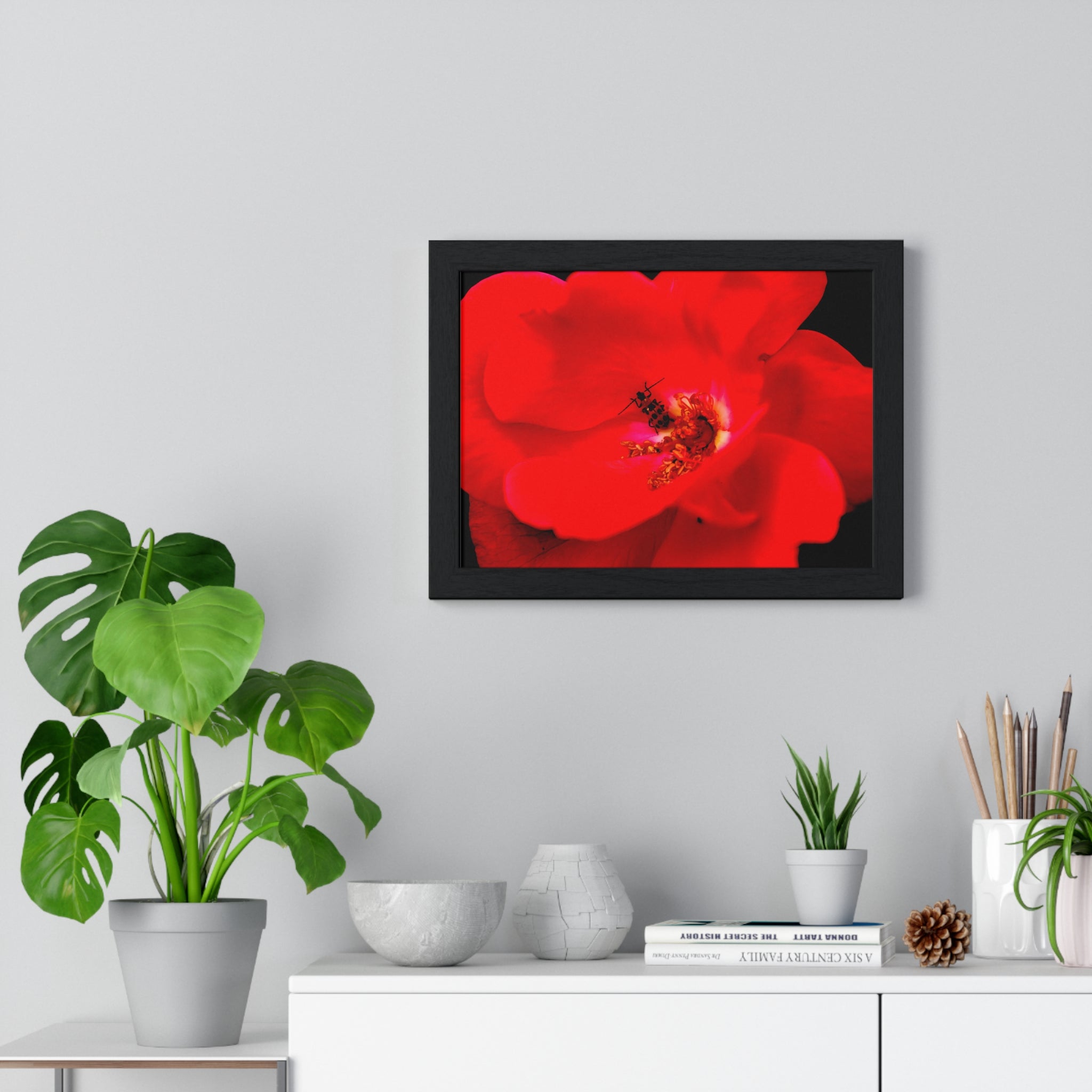 Framed Red Rose Wall Art Poster