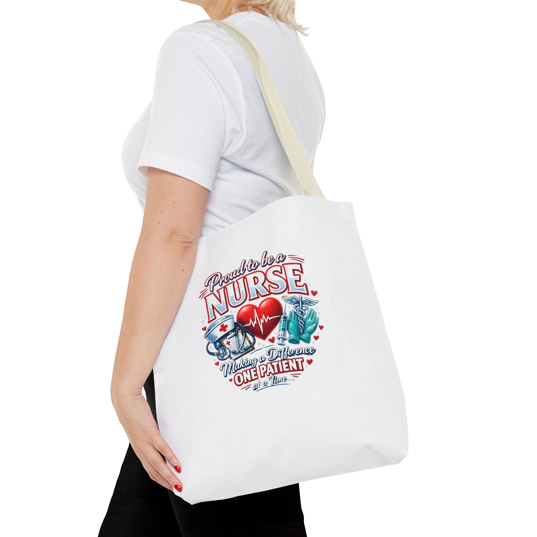 Nurse Tote Bag - "Proud to be a Nurse" Medical Heartbeat Design
