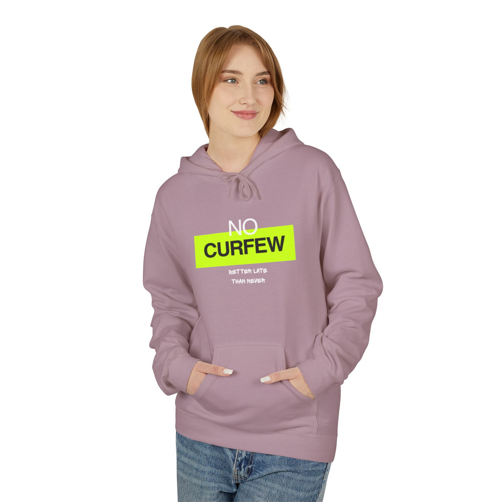 No Curfew Hoodie, Fun Casual Wear, Unisex Fleece Sweatshirt, Perfect Gift for Teens, Relaxed Lounge Apparel, Streetwear Style