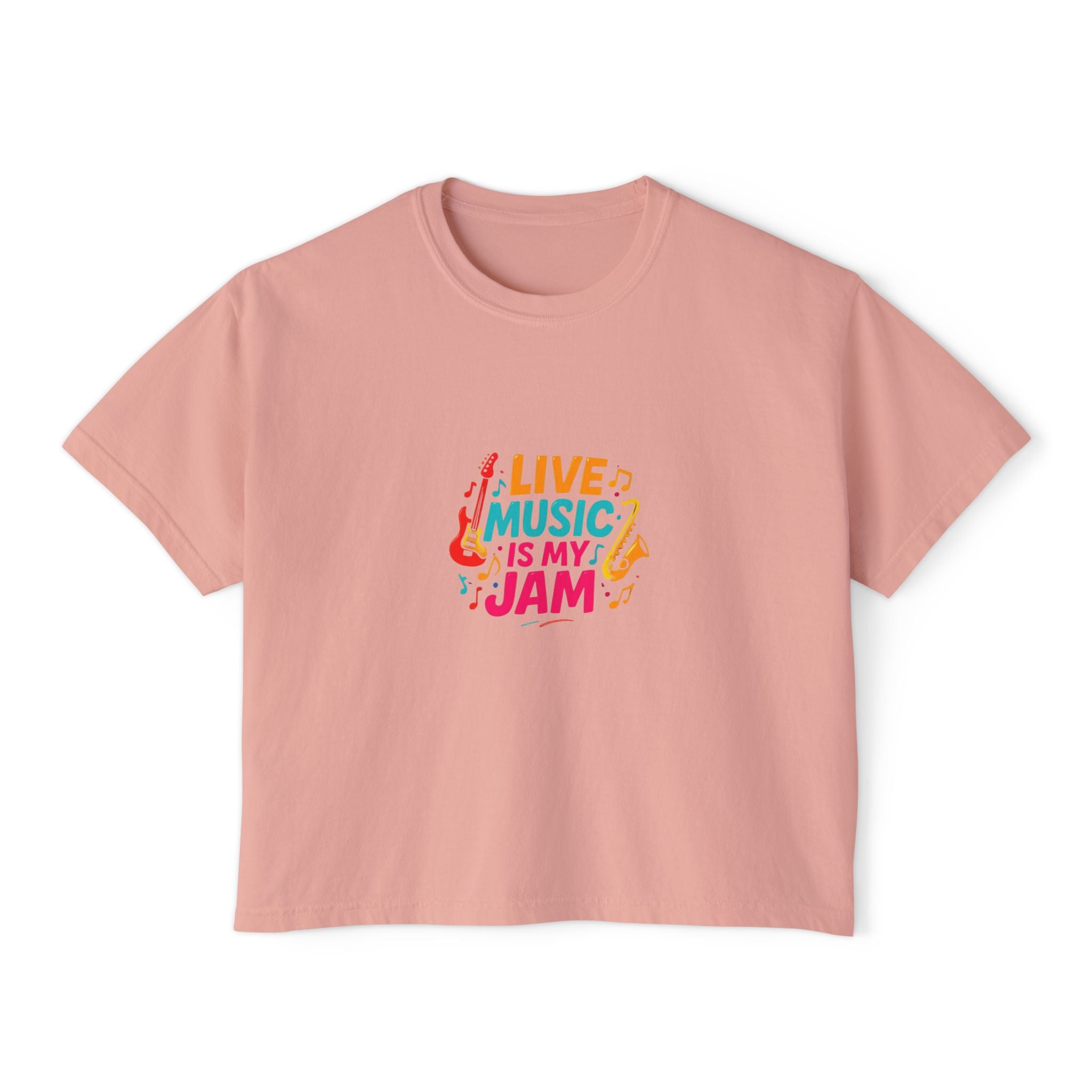 Live Music Is My Jam Boxy Tee — Women's Cropped Graphic Concert T‑Shirt