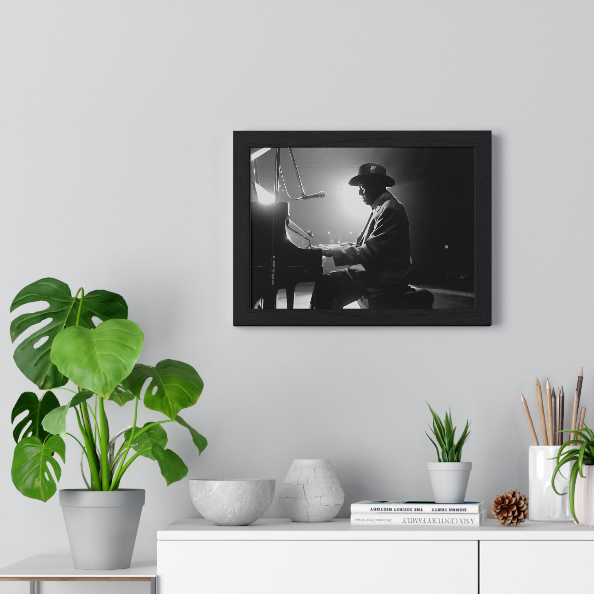 Hall of Fame piano great Johnnie Johnson — Black & White Vintage Music Wall Art