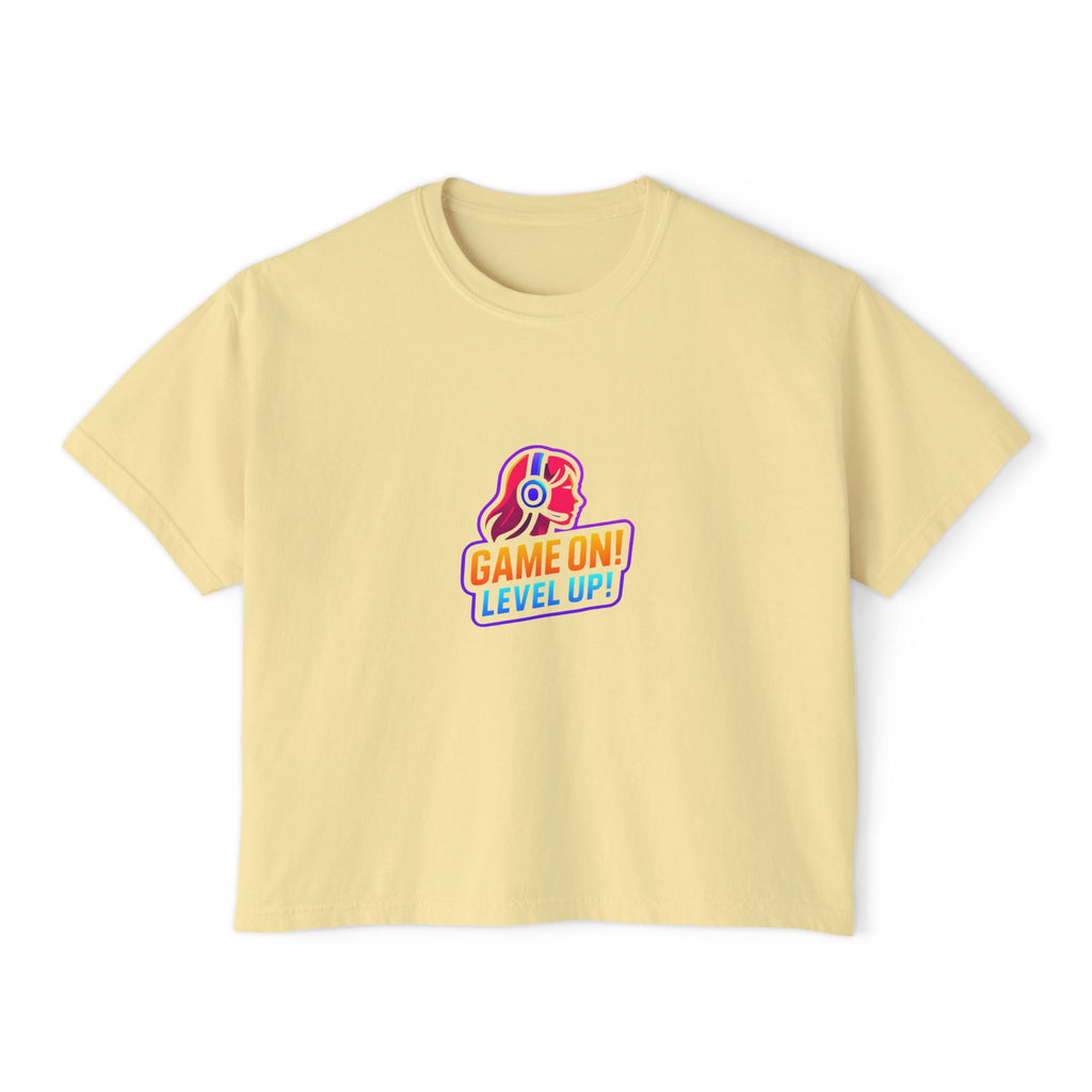 Game On! Level Up Women's Boxy Gaming Graphic Shirt