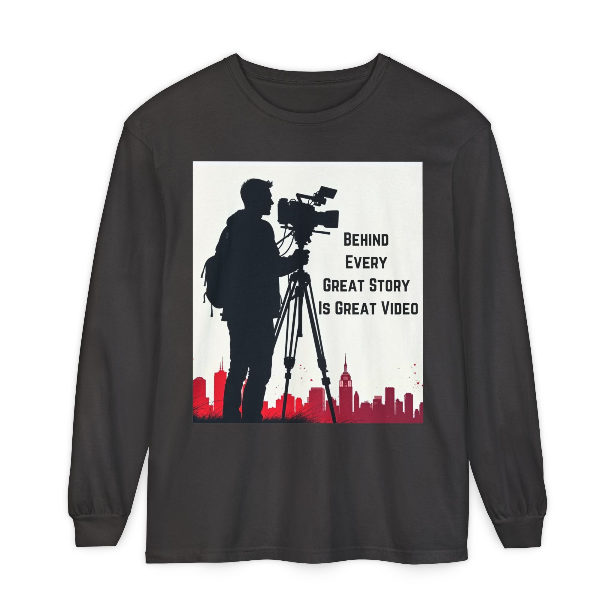 TV News Videographer: Unisex Garment-dyed Long Sleeve T-Shirt