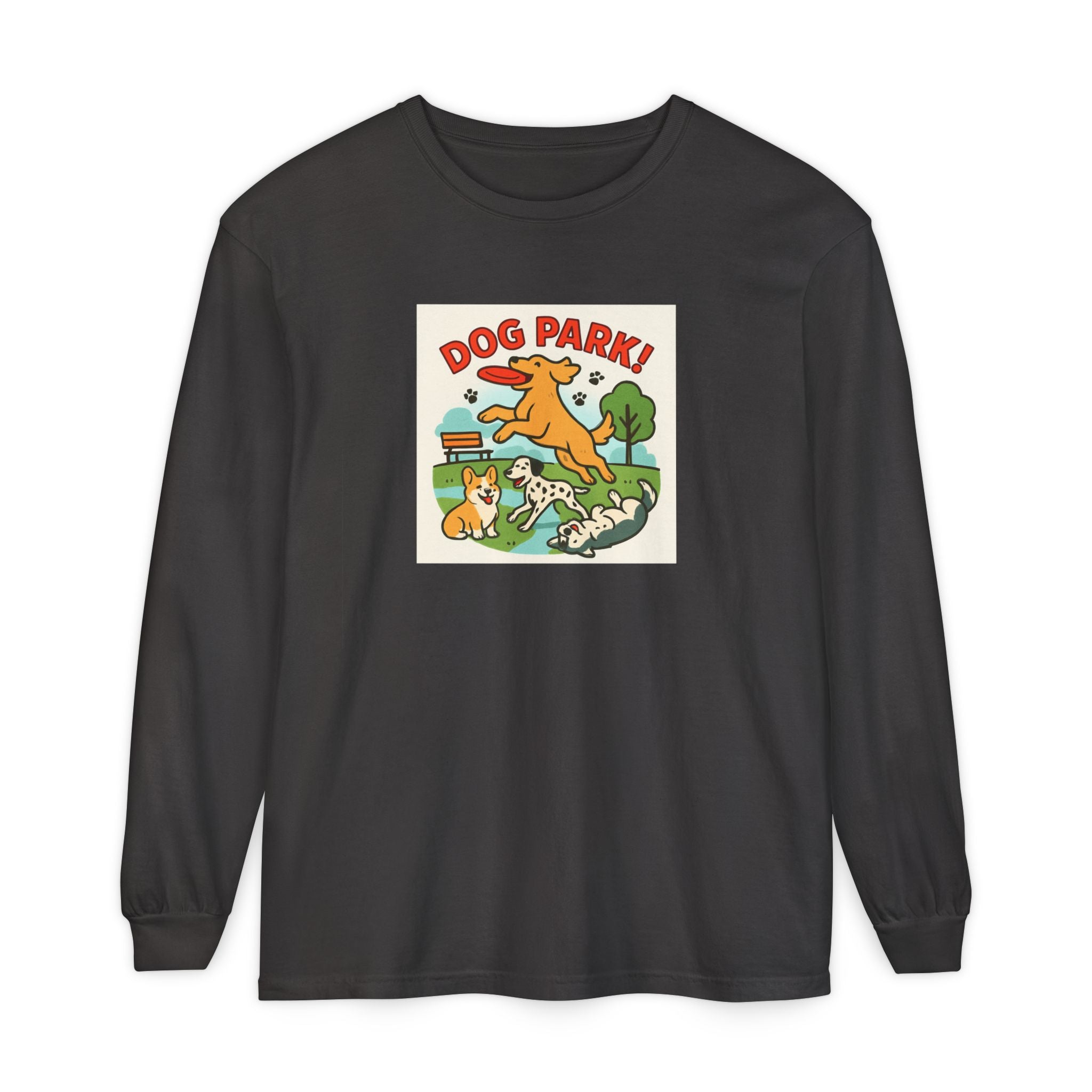 Dog Park Unisex Garment-dyed Long Sleeve T-Shirt