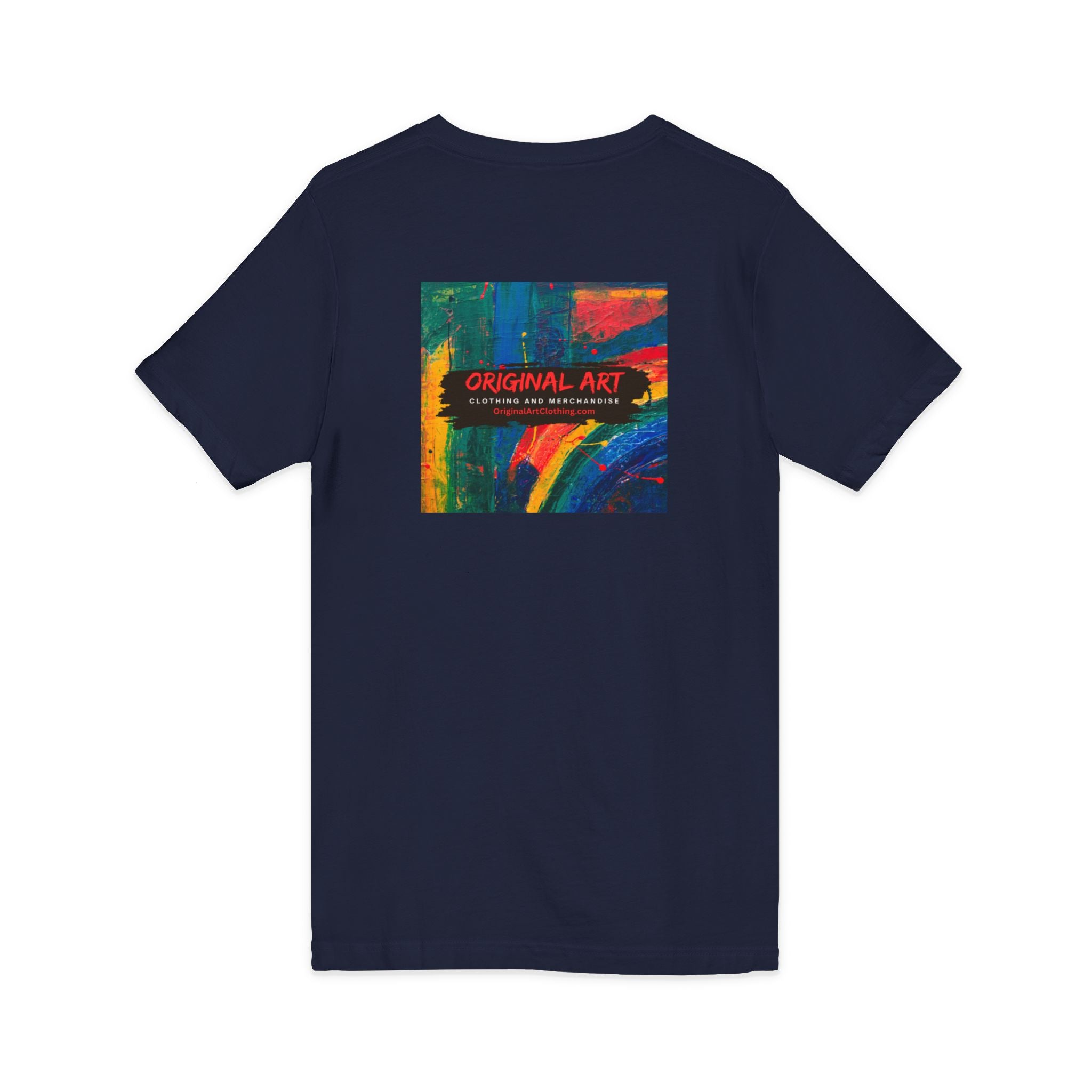 'Fancy" Colorful V-Neck Tee — 'Fancy' Front Script & Original Art Back