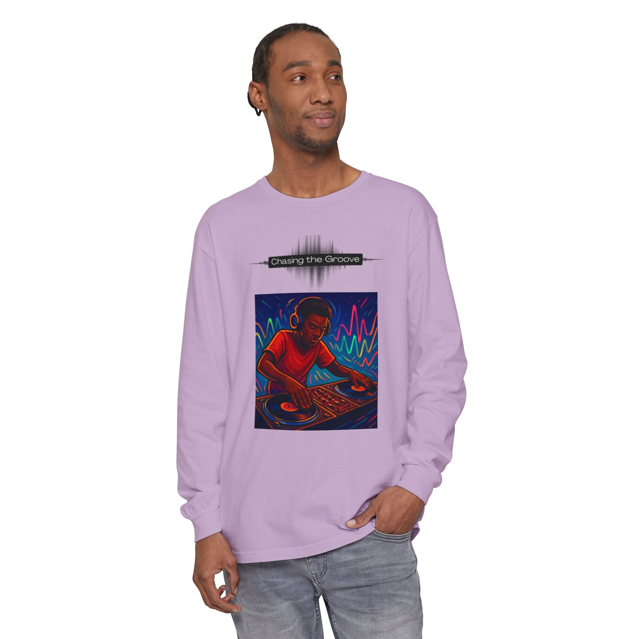 "Chasing the Groove" Long Sleve T-Shirt  Minimal Front + Original Art Back