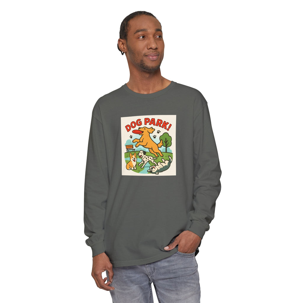 Dog Park Unisex Garment-dyed Long Sleeve T-Shirt