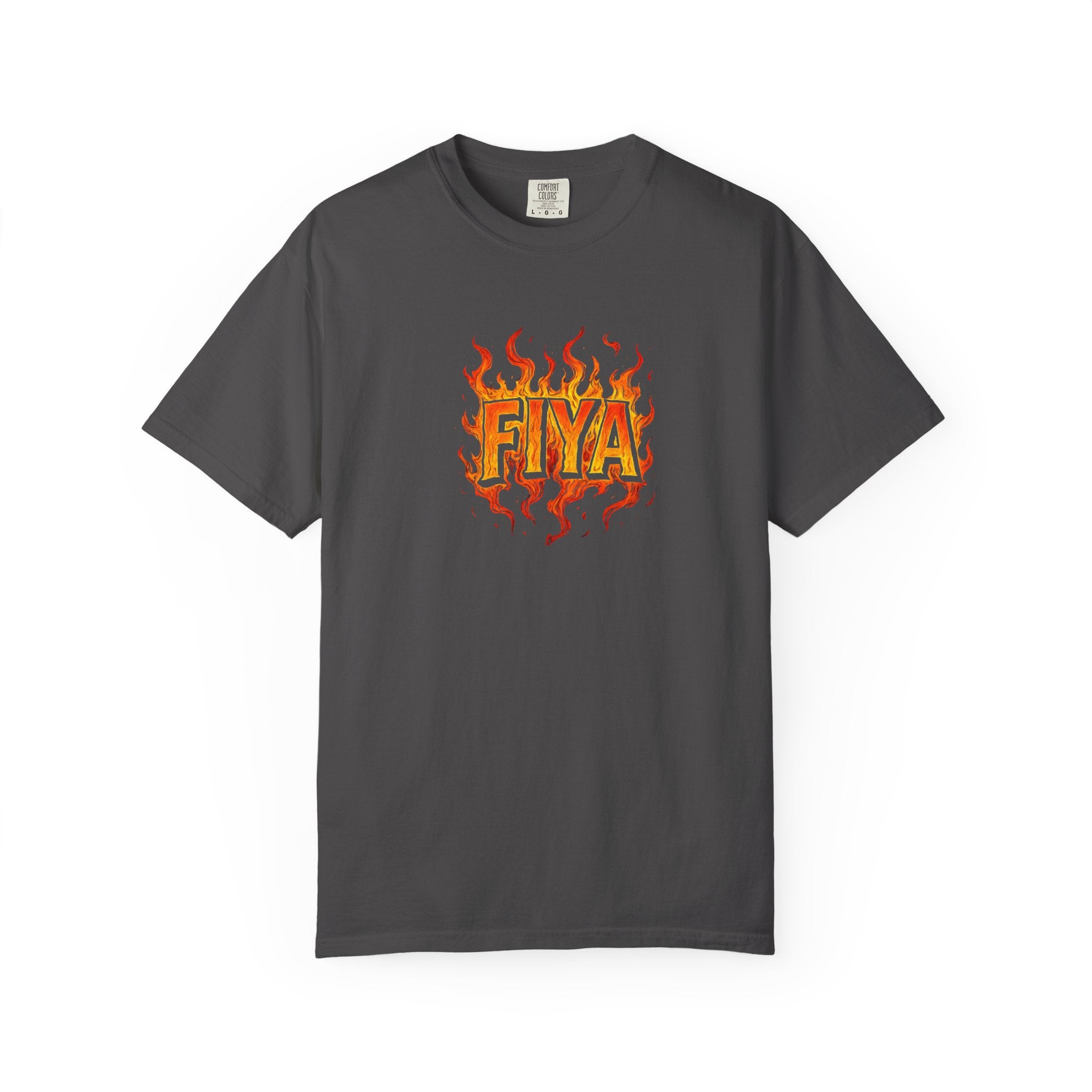 FIYA Flame Graphic T‑Shirt — Retro Fire Lettering Tee (Original Art)