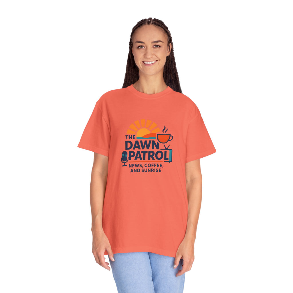 Dawn Patrol T-Shirt — "News, Coffee, and Sunrise" Morning Radio Tee